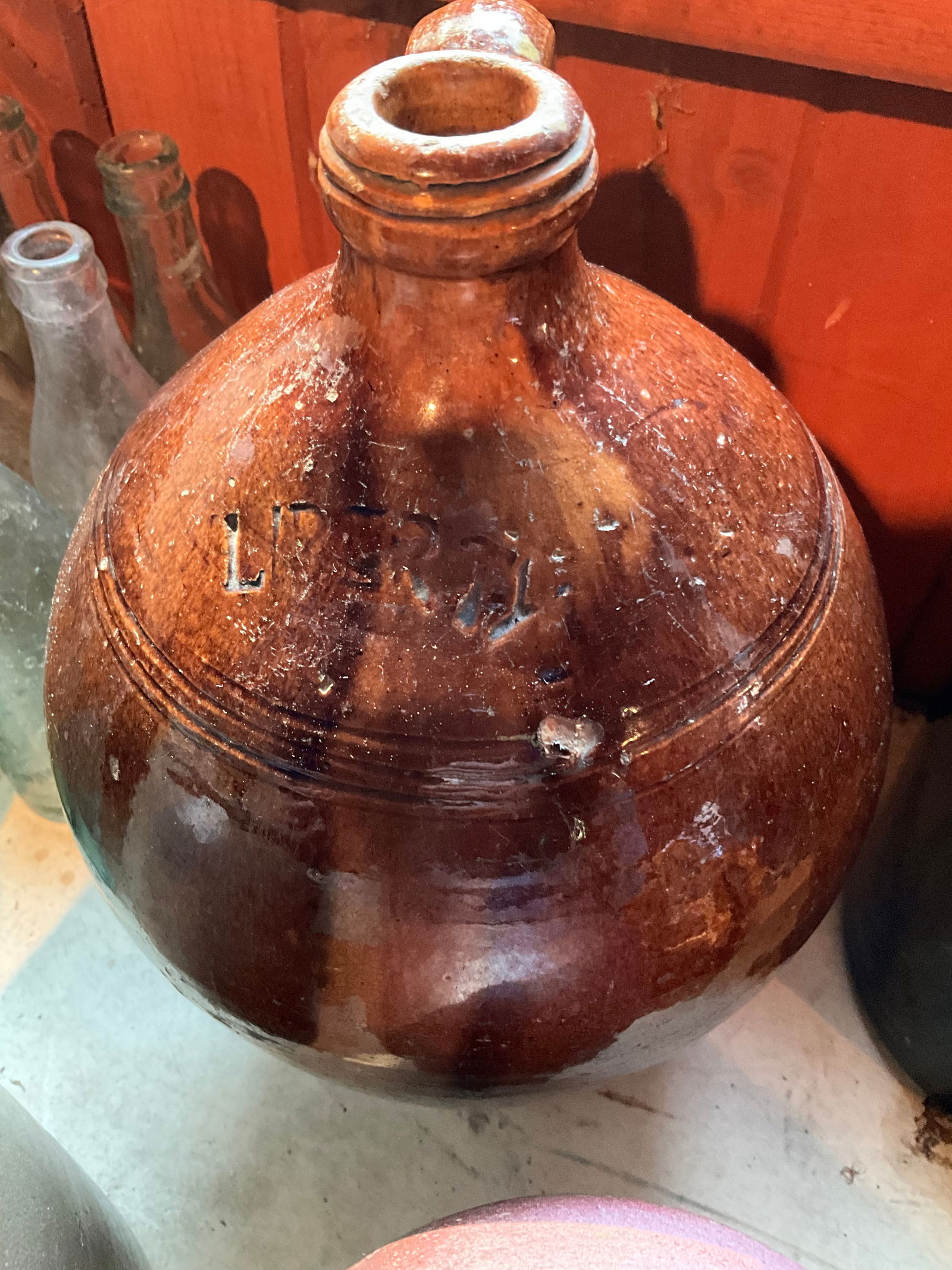 Virginia Earthenware Redware Pottery Jug with form similar to Thomas J Myers (1 of 15)