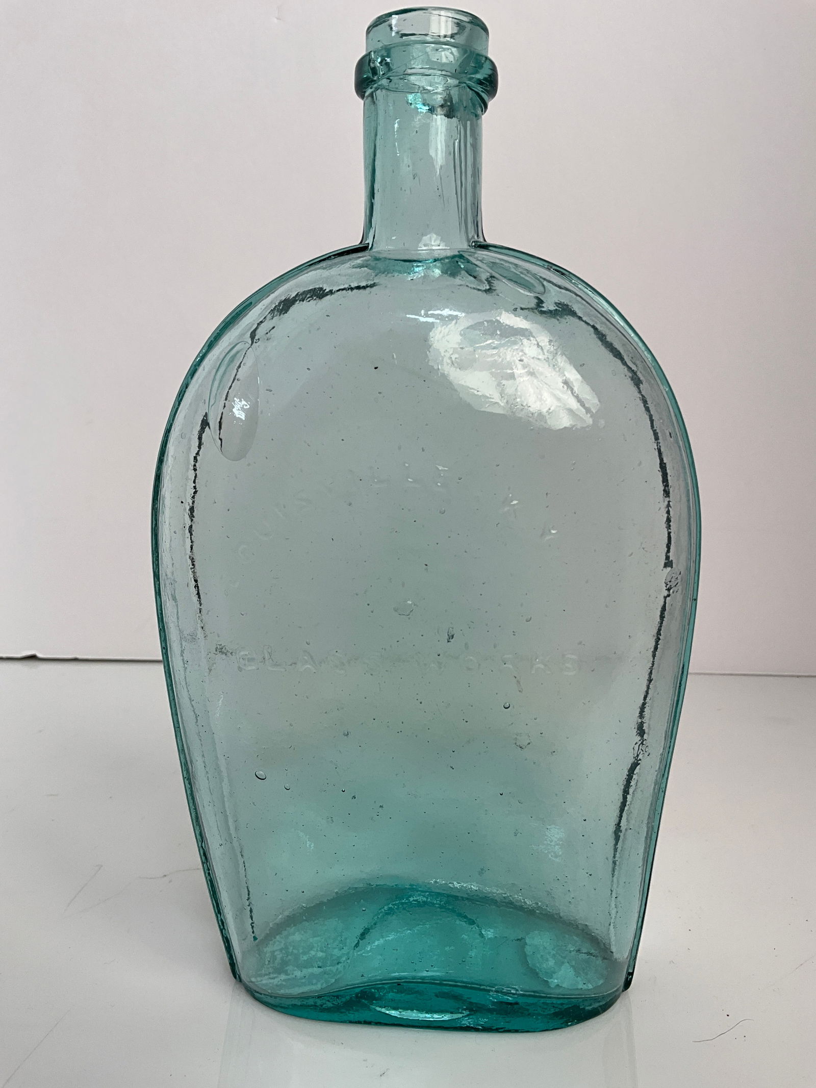 Quart Louisville K.Y. Glassworks Strap Sided Flask 1870-1880s (1 of 6)