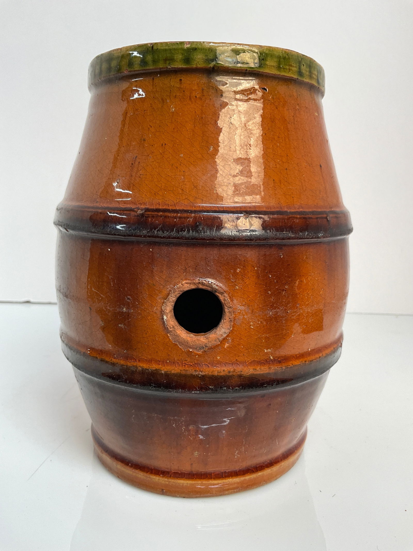 1860s redware water canteen, Civil War era (1 of 6)