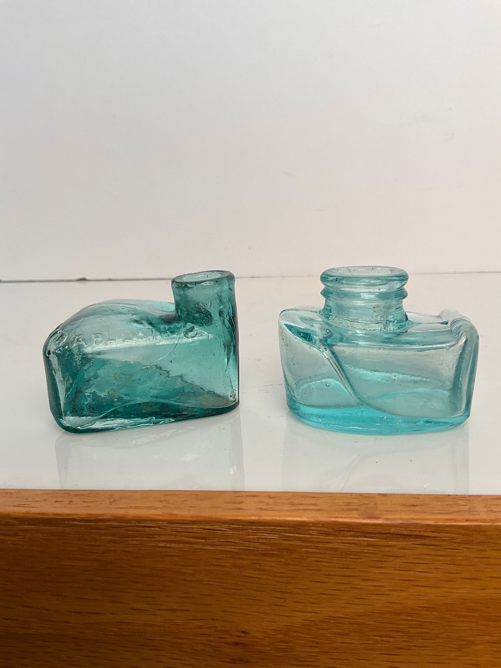 Two odd shaped ink bottles, one is a Alling's Pat 1871 (1 of 8)