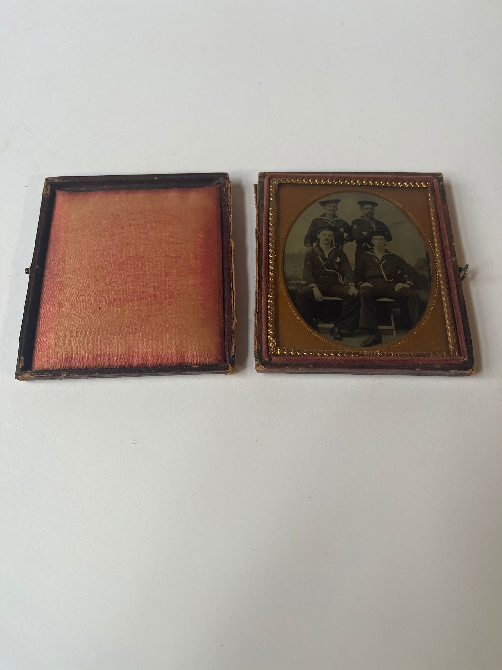 Early tin type photo of 4 Sailors. Civil War era. (1 of 3)