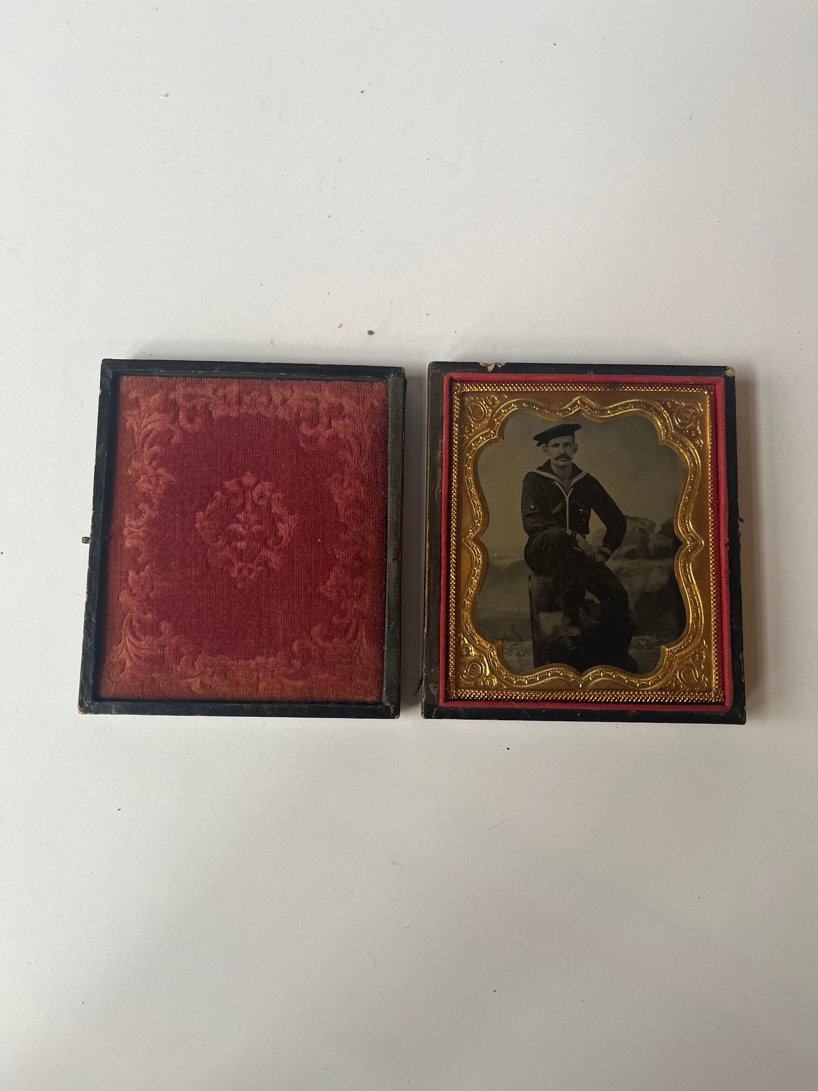 Early tin type photo of sailor. Civil War era. (1 of 3)