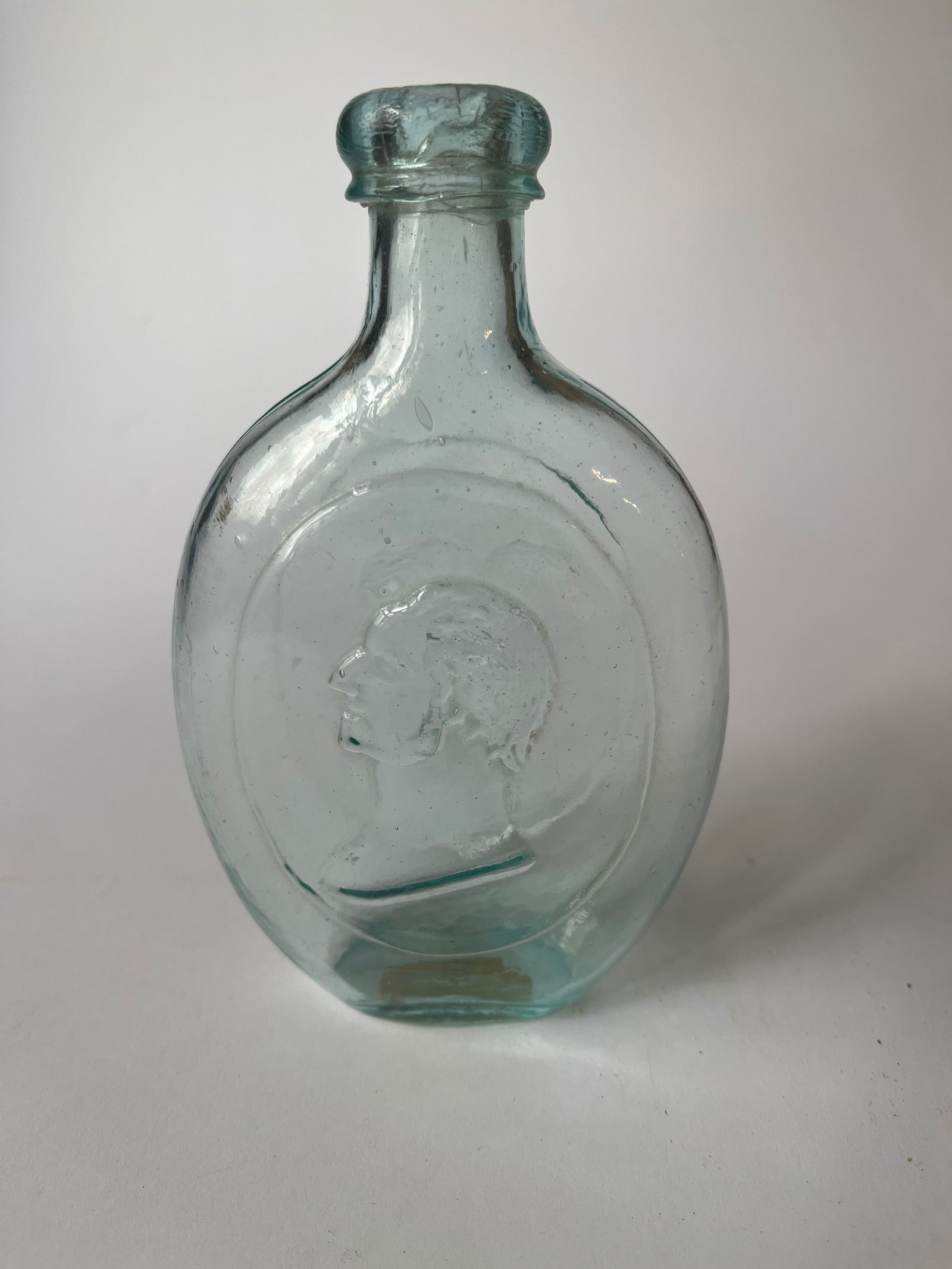 Half pint Washington/Sheaf of wheat flask.: Half pint Washington / Sheaf of Wheat flask. GI-59. Aqua, great condition. Smooth base.