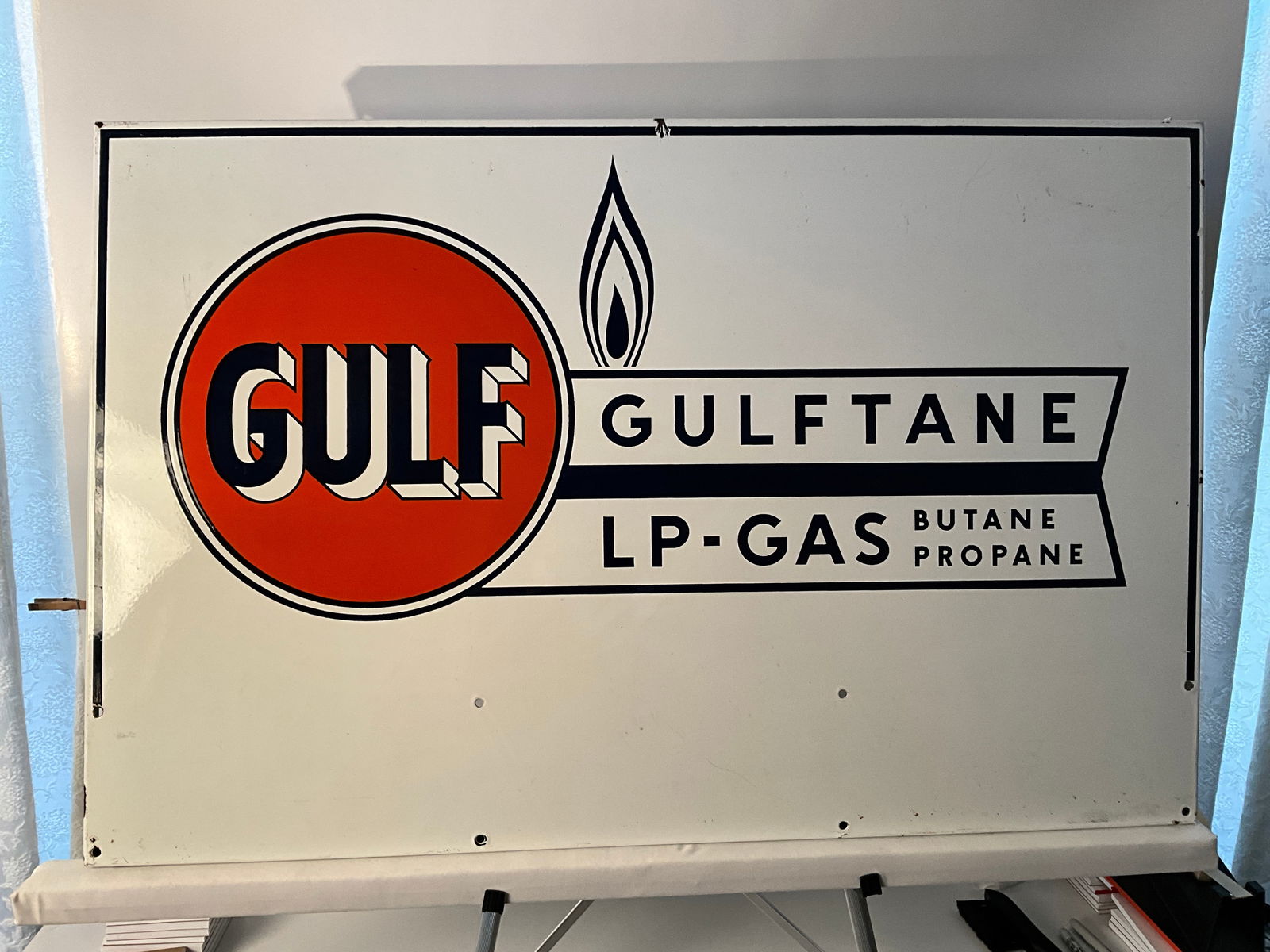 Porcelain Gulf Gulftane LP-Gas Butane Propane Advertising Sign with Cookie Cutter Edge (1 of 8)