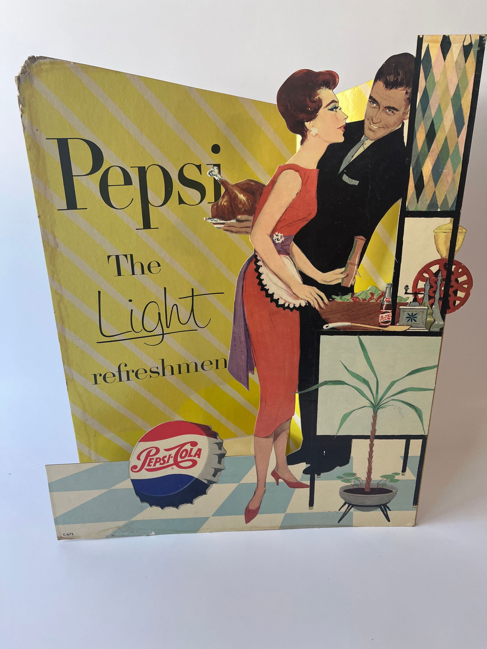 Pepsi-Cola The Light Refreshment diecut cardboard standup. 18" X 19.5" (1 of 4)