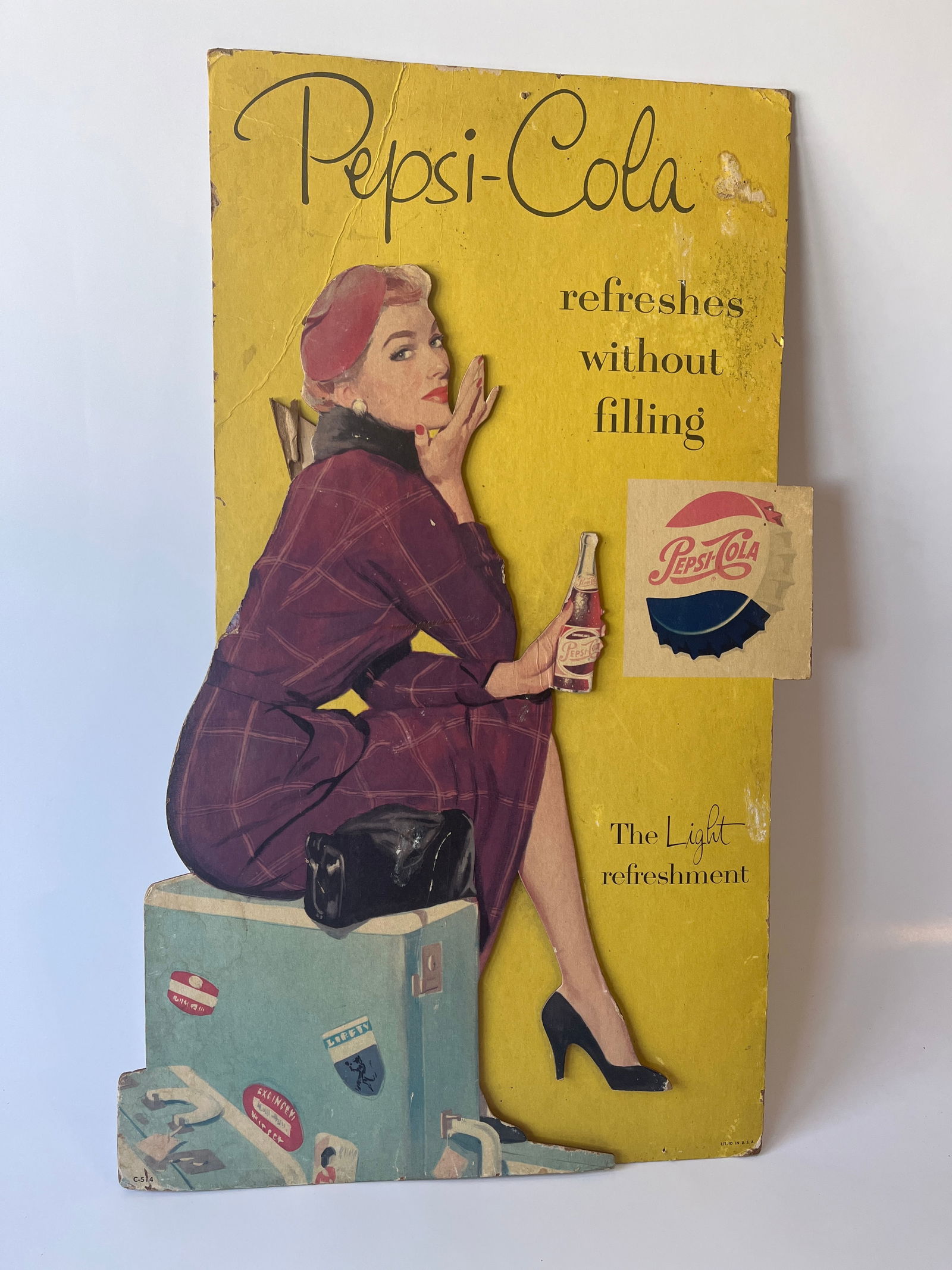 Pepsi-Cola refreshes without filling diecut cardboard standup. 23" X 14". (1 of 5)