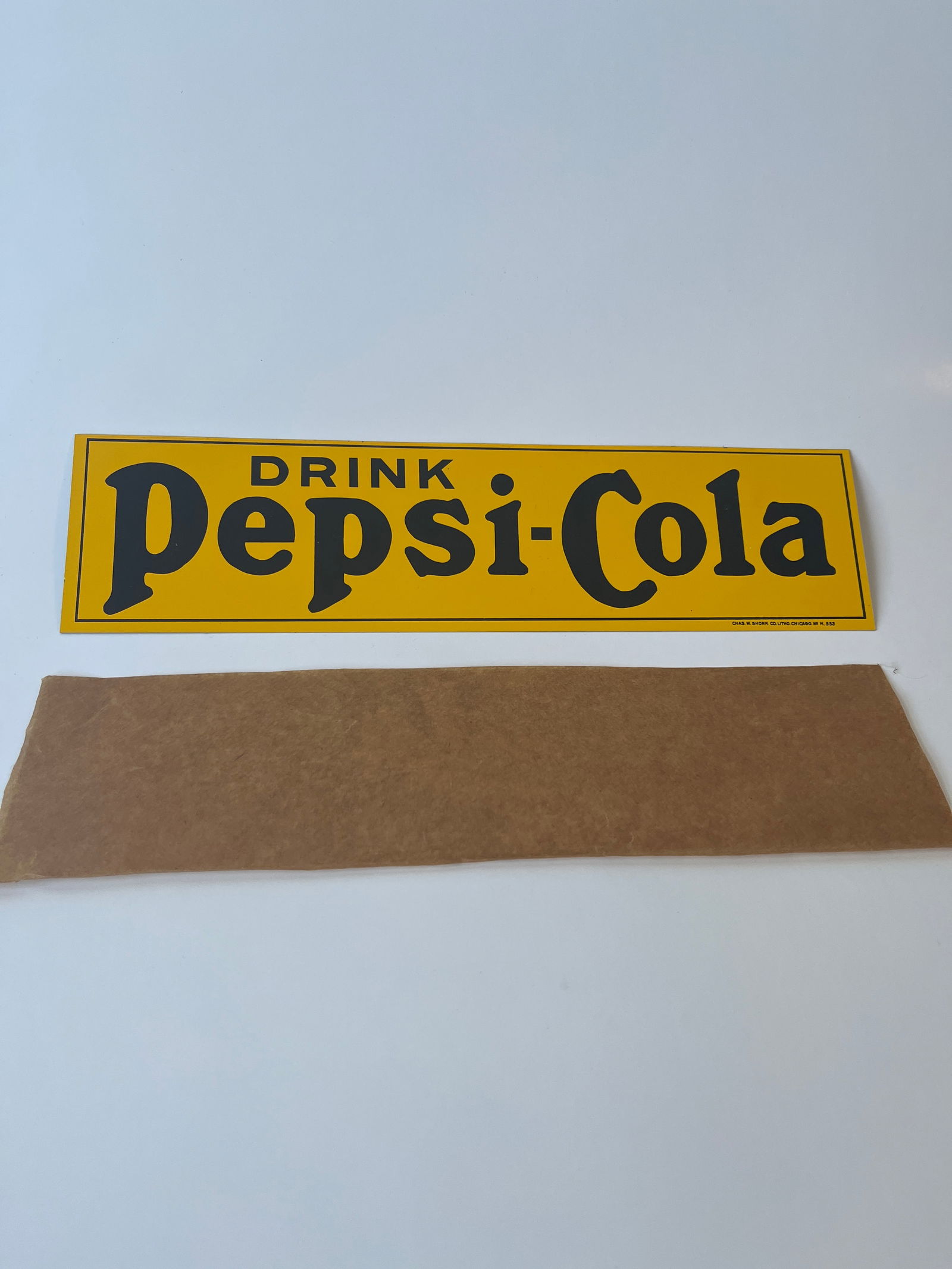 Drink Pepsi-Cola metal sign. 3" X 12". (1 of 4)