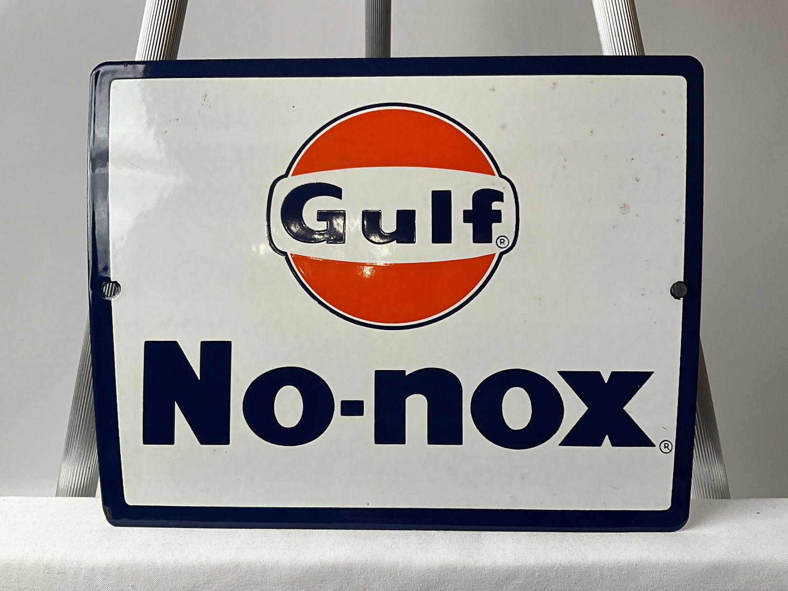 Porcelain Gas Pump Gulf, No-Nox Advertising Sign (1 of 4)