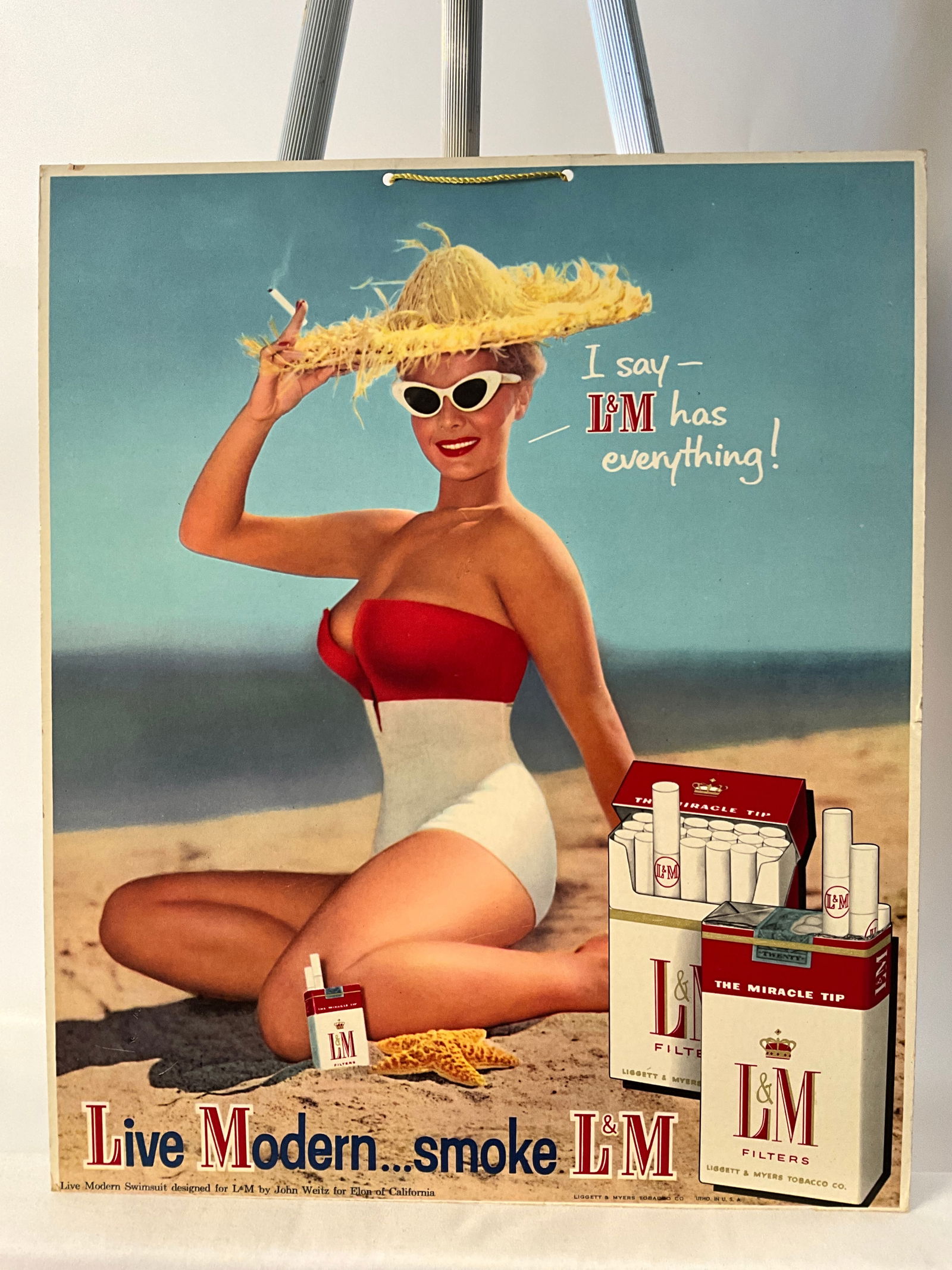 1960's L&M Cigarette Wall Hanging Advertisement Piece with Woman (1 of 4)