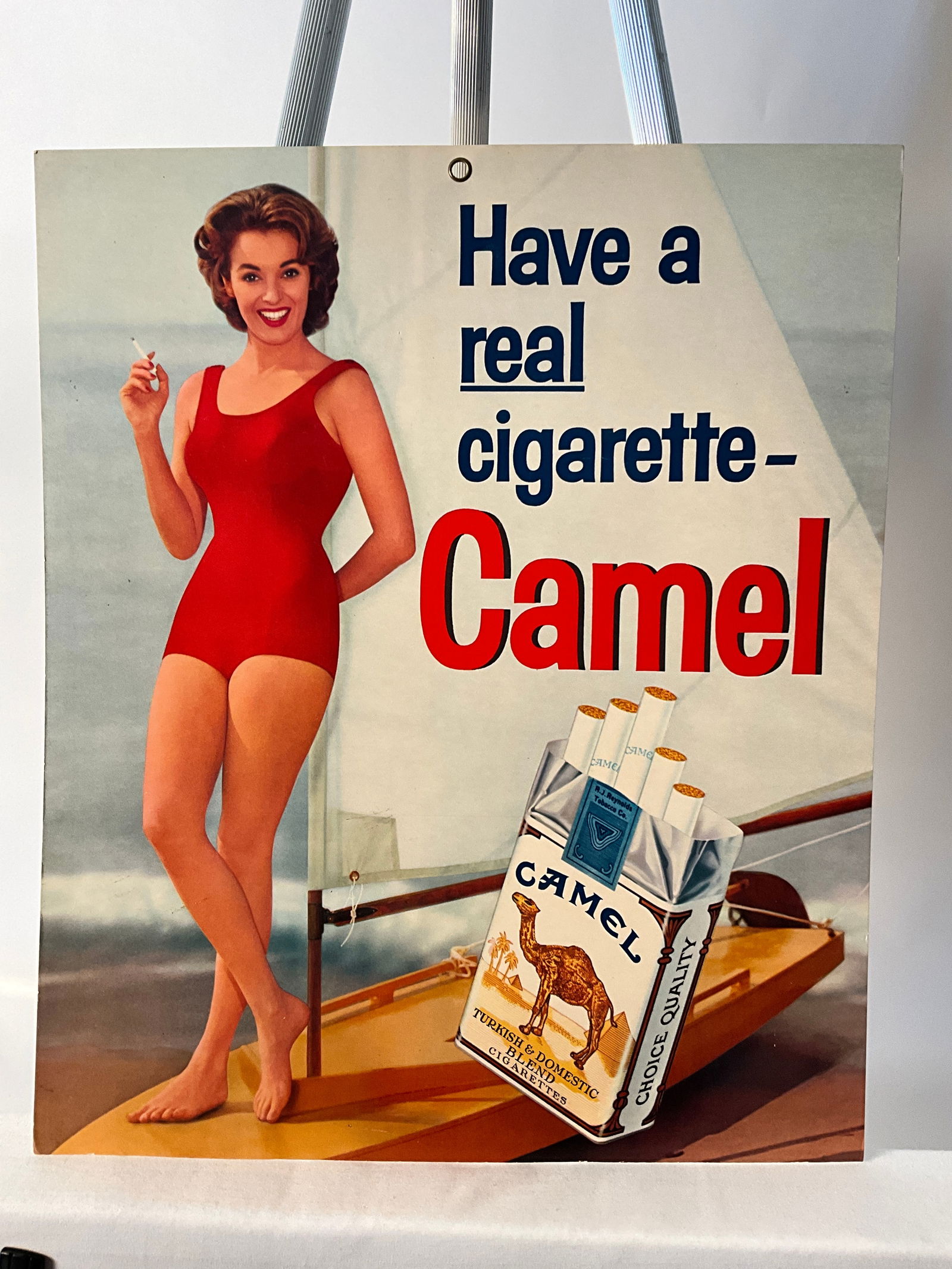 1960's Camel Cigarette Wall Hanging Advertisement Piece with Woman (1 of 4)