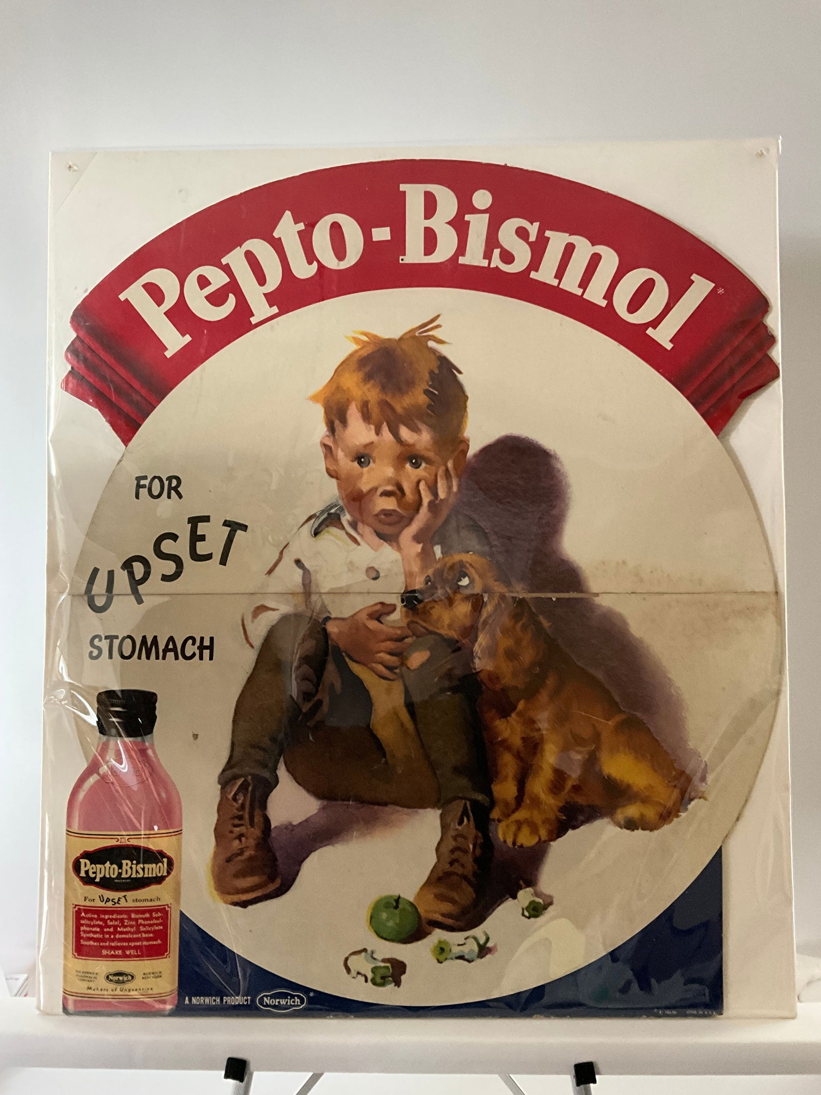 Original Pepto-Bismol Cardboard Die-Cut Store LARGE Advertising Display from the 1940s (1 of 6)