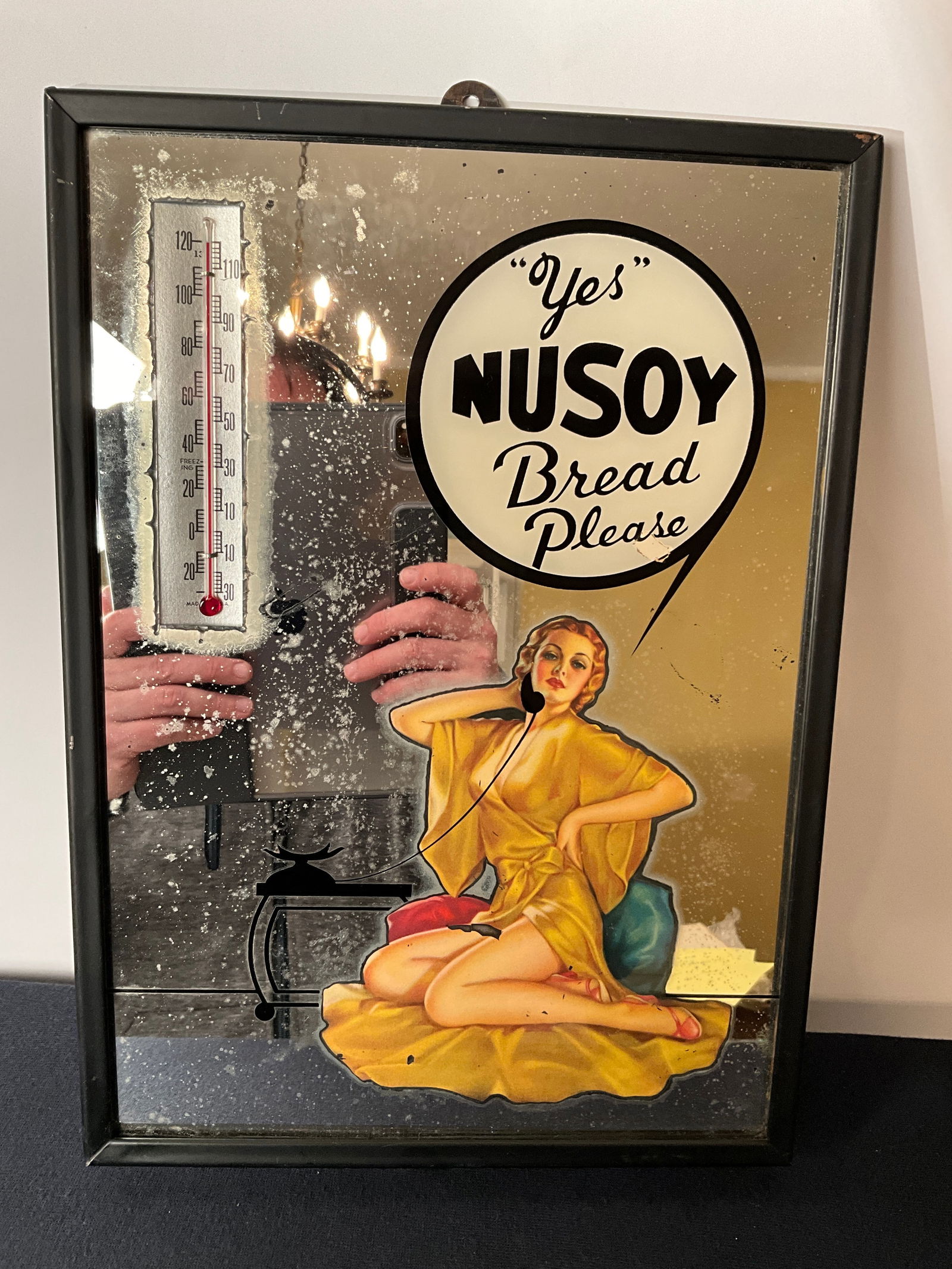 RARE Nusoy Bread Mirror Thermometer Advertisement,  Beautiful Woman (1 of 6)