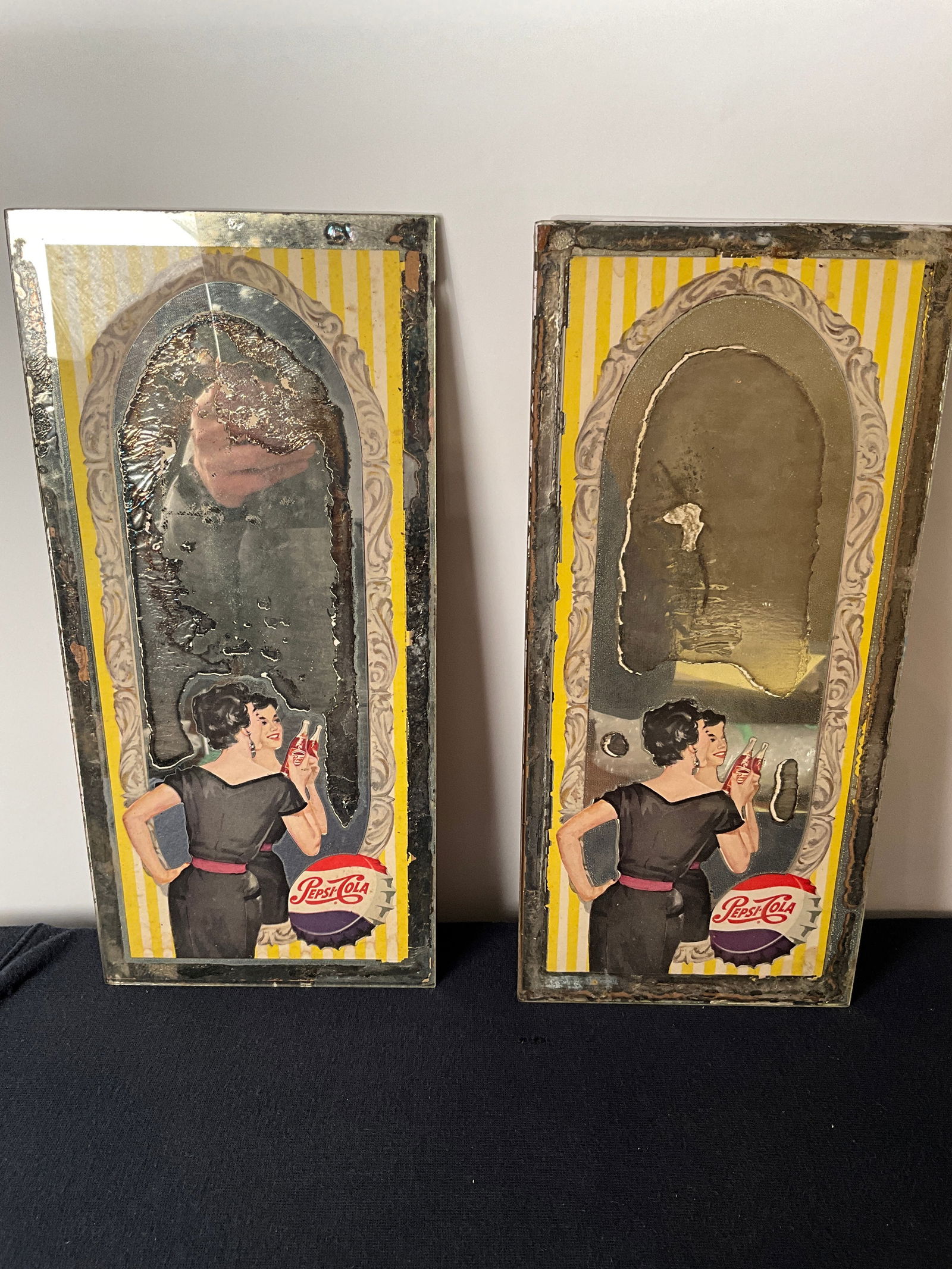 Lot of Two, 1950's-1960's Pepsi Cola Advertising Wall Mirrors (1 of 4)