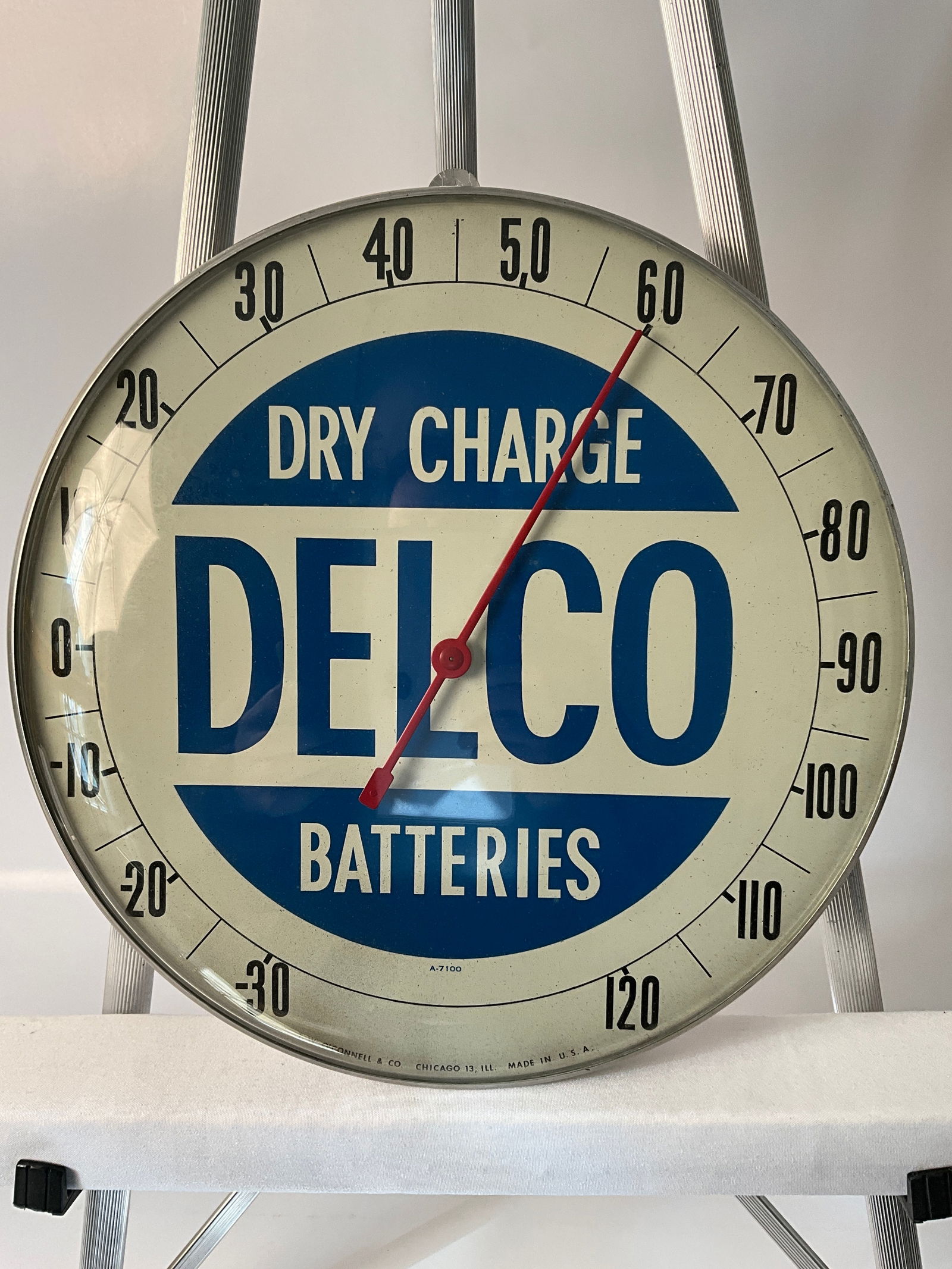 Delco Dry Charge Batteries Glassface Advertising Thermometer (1 of 6)