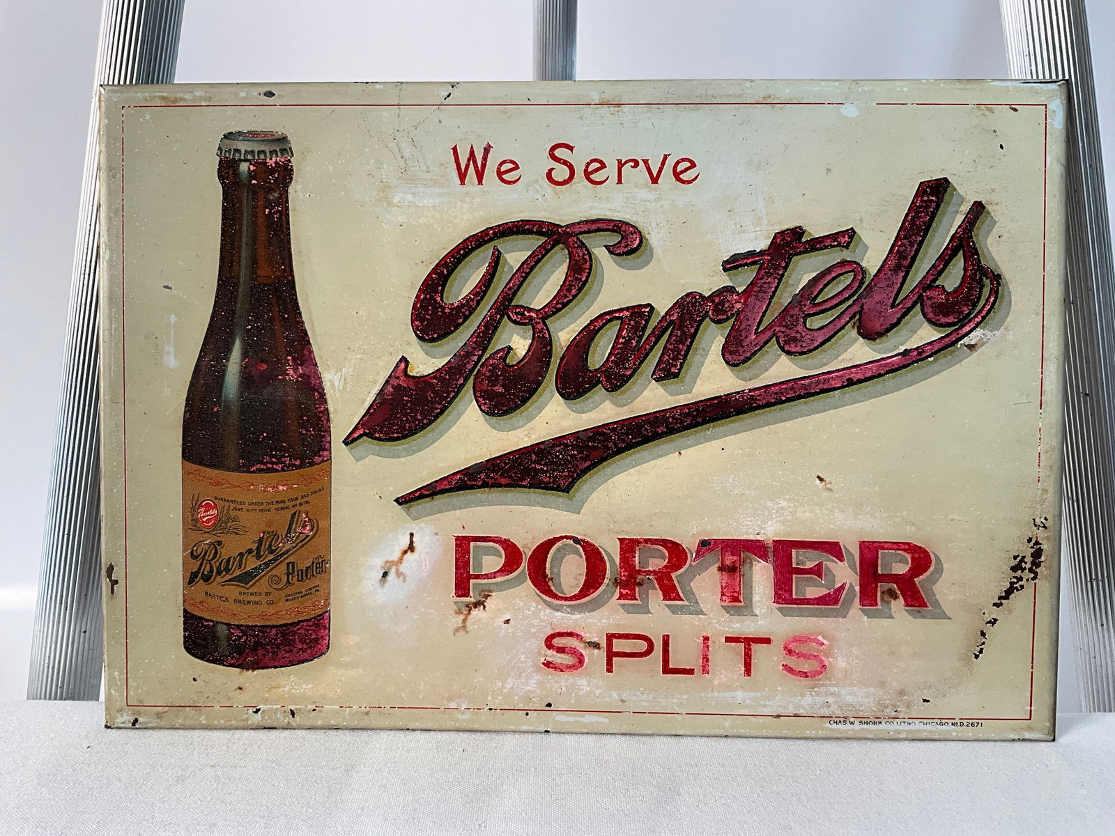 Pre-prohibition Bartels Porter Splits Tin Sign, Brewriana Early 1900's Advertising Sign (1 of 4)