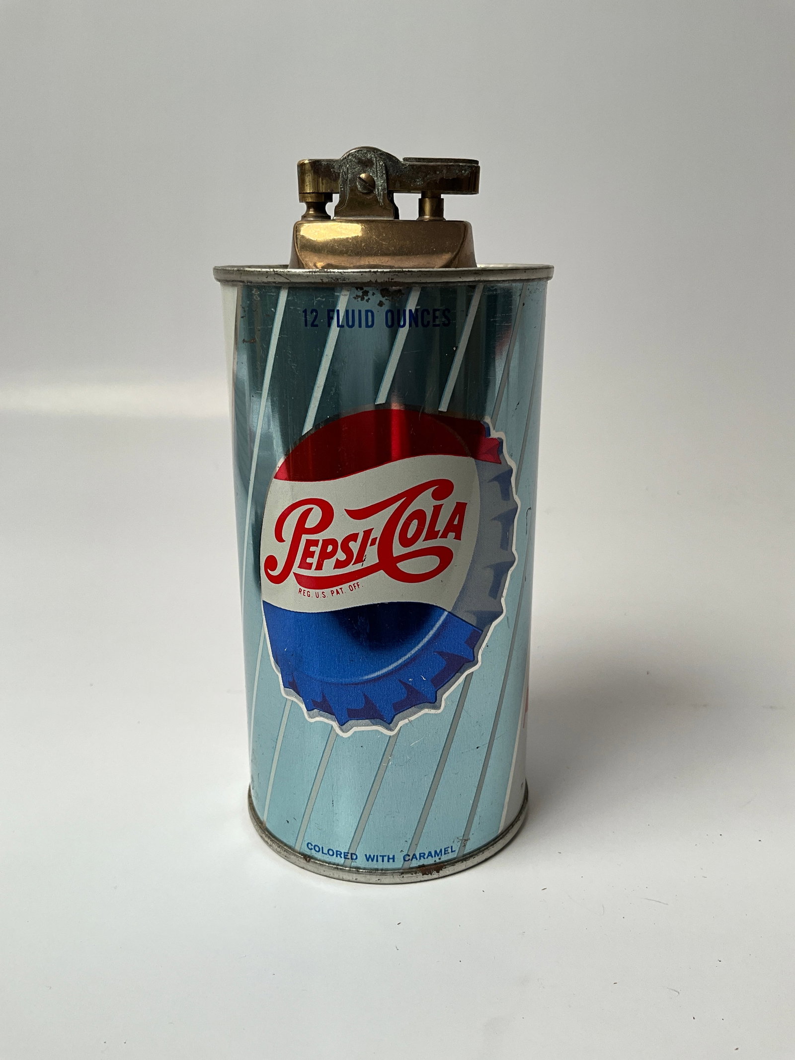 1960's Pepsi-Cola Soda Can Lighter, Advertising: 1960's Pepsi-Cola can lighter advertising. Rust along the seam and side. Fun piece for your collection!
