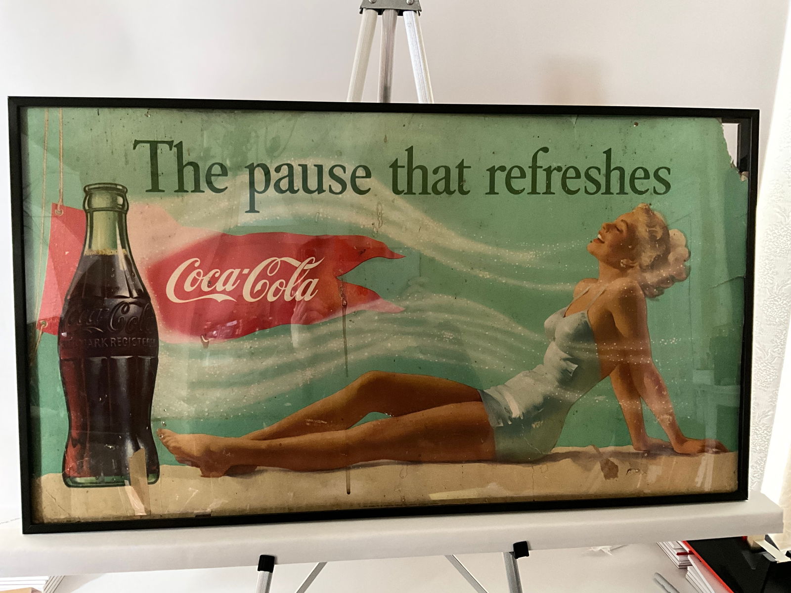 1940's Coca-Cola PIn Up Girl Soda Advertising Sign (1 of 5)
