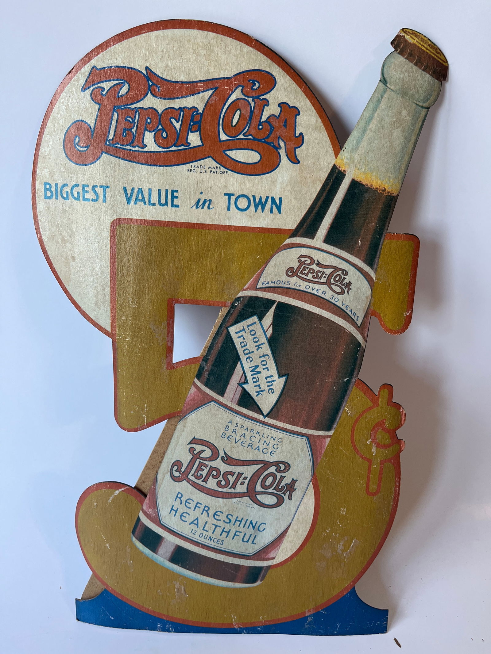 Pepsi-Cola cardboard stand up. 15" X 10" (1 of 3)