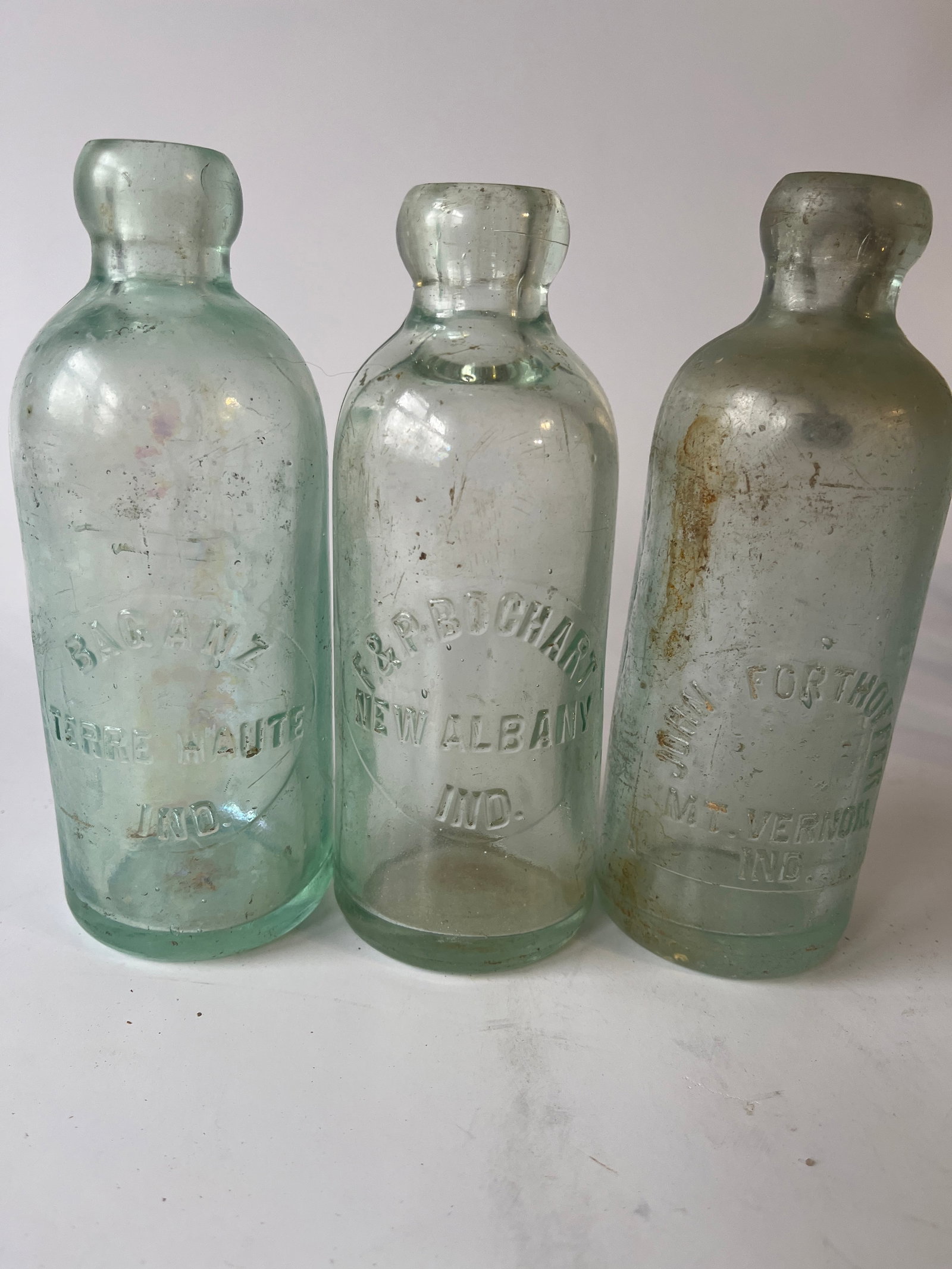 Lot of 3 Indiana hutches. Mt. Vernon, New Albany & Terre Haute.: Lot of 3 Indiana hutches. Mt. Vernon, New Albany & Terre Haute. All light stain but no damage.