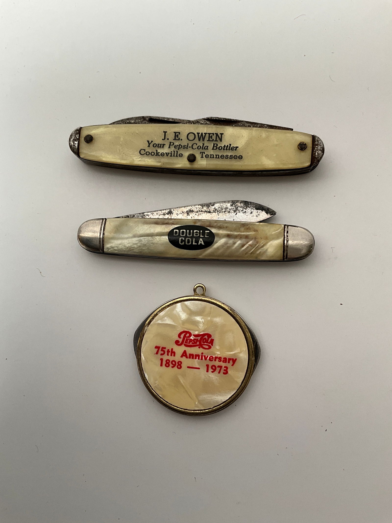 Lot of 3 Soda Pop Advertsing Knifes - Pepsi, Propriatary Pepsi, and Double Cola (1 of 3)