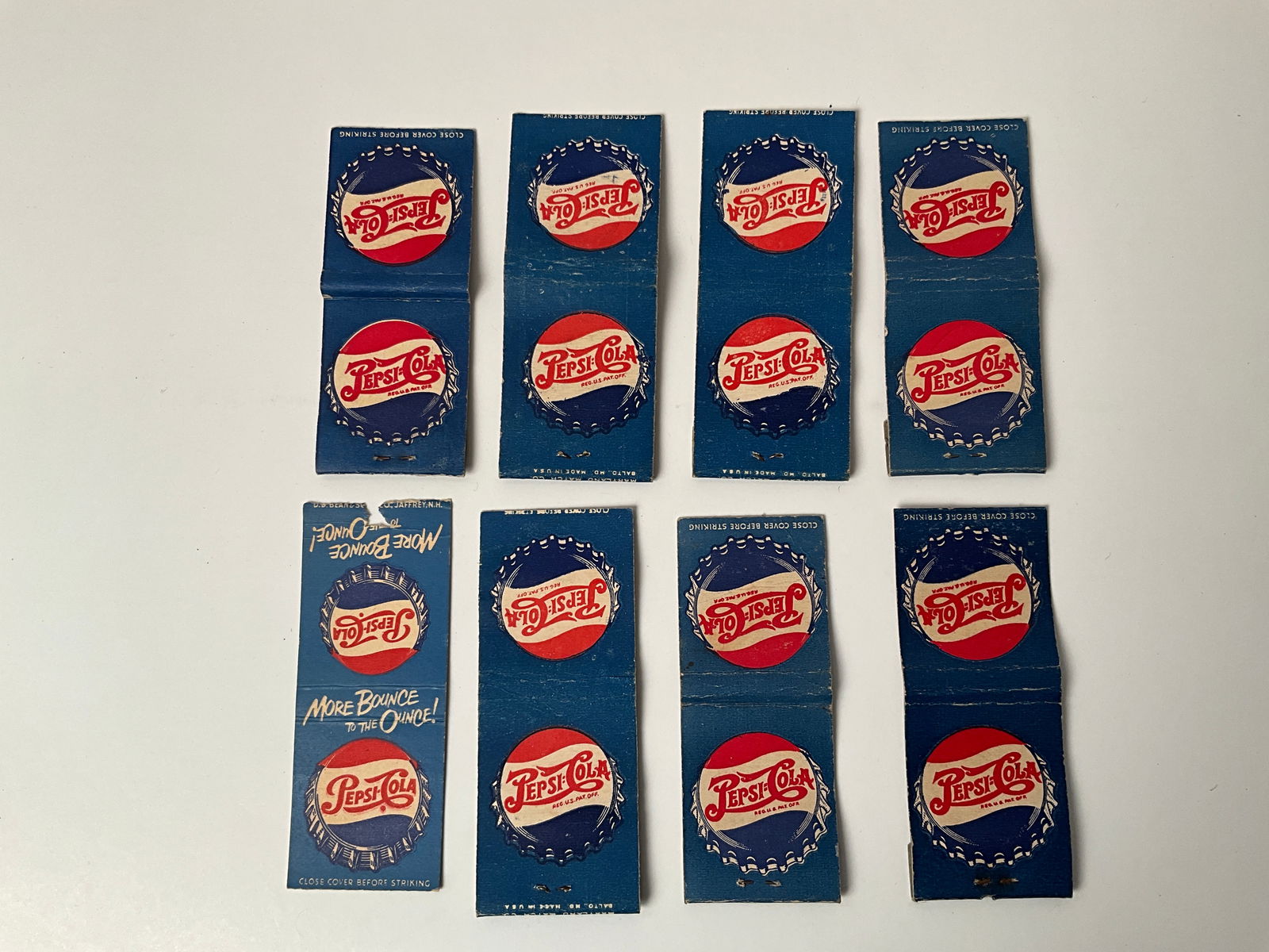 Lot of 8 Pepsi Cola Sado Pop Advertising Match Books Early (1 of 3)