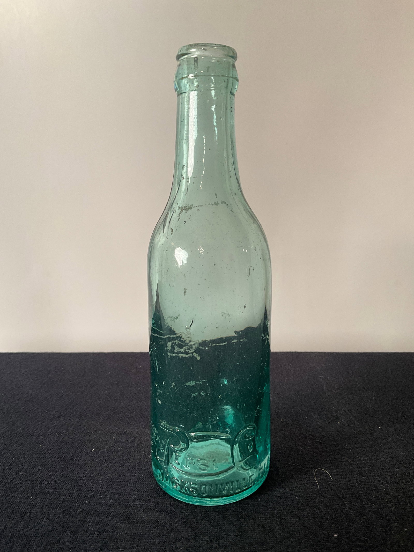 Early Straight Side Pepsi Cola. Bottle, Aqua, Jacksonville Florida: Early Straight Side Pepsi Cola. Bottle, Aqua, Jacksonville Florida, Clean, No damage, Nice Example