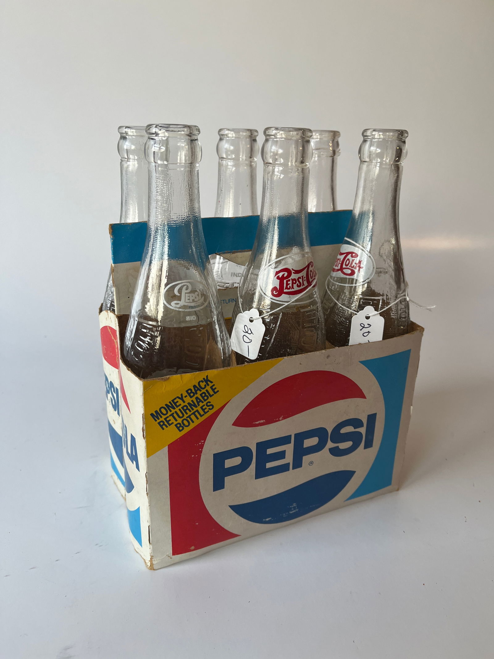 Six pack of 12 ounce Pepsi empty bottles. (1 of 3)