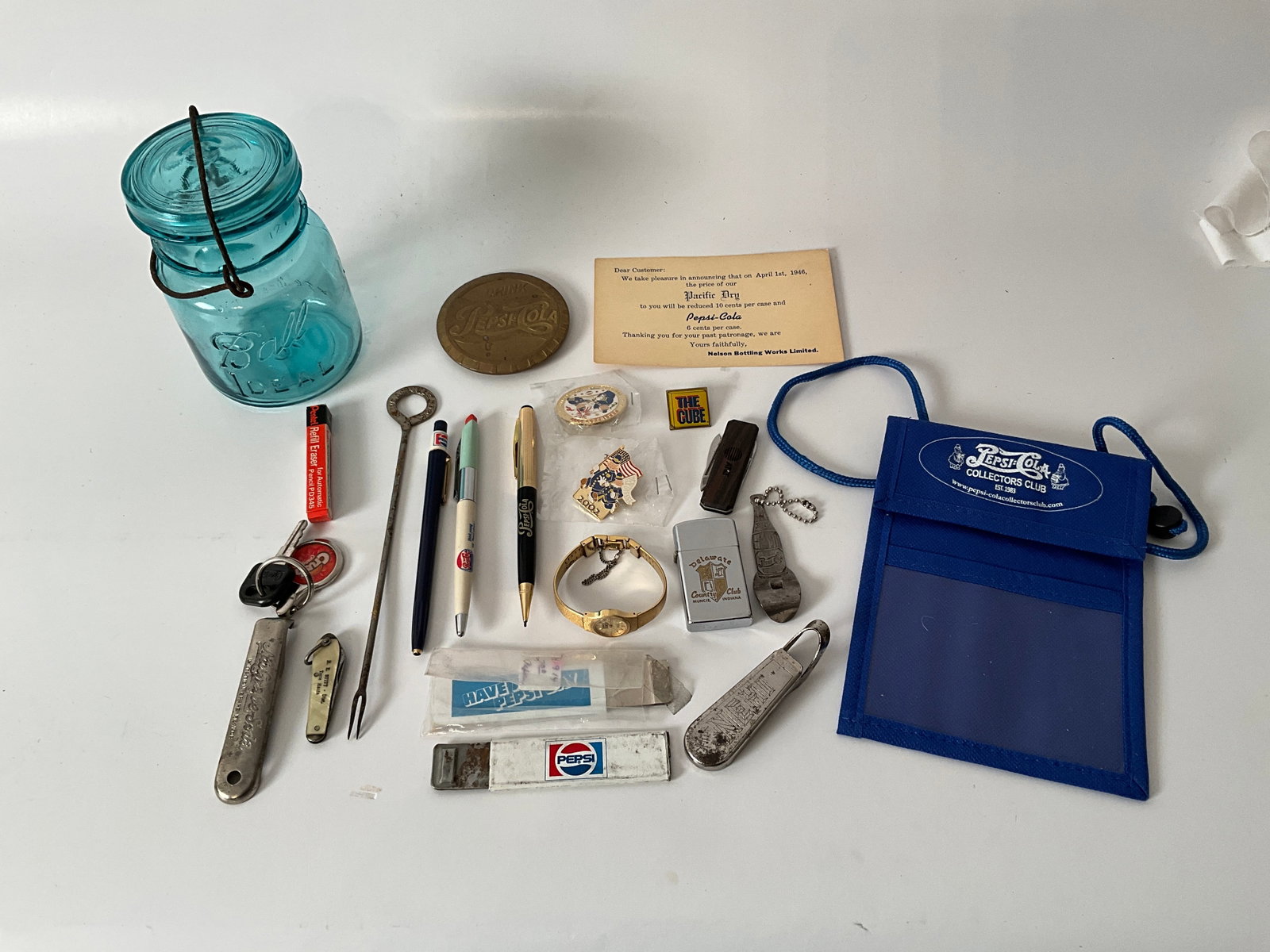 Miscellaneous Lot of items - MUST SEE: Pepsi Pens, Openers, and Paraphernalia and related go withs.