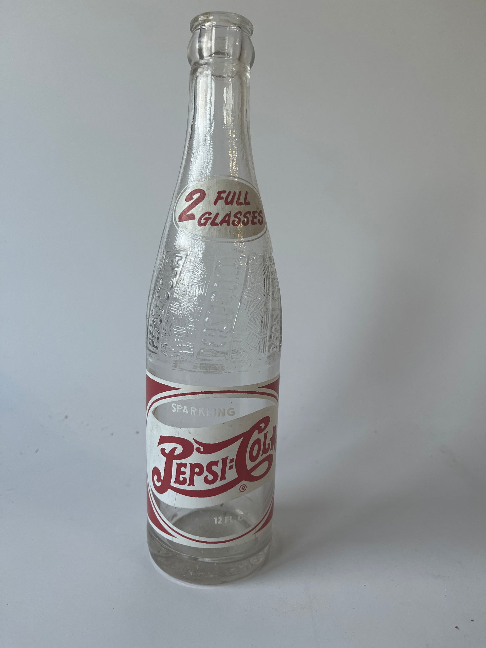 Pepsi-Cola double dot 2 full glasses 12 oz bottle. (1 of 3)