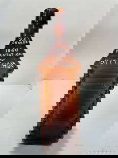 Drakes 1860 Plantation X Bitters, Patented 1863: Drakes 1860 Plantation X Bitters, Patented 1863. A 4-log amber Log Cabin Bitters bottle with an applied lip. No damage, nice strong amber coloration. Never been in the ground, a great addition to your