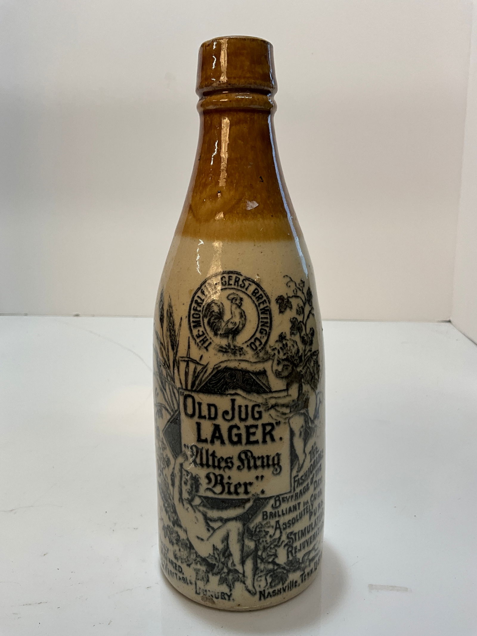 The Moerlein Gerst Brewing Co., Stoneware Lager Beer Bottle 9" tall, Nashville Tennesee Version (1 of 7)