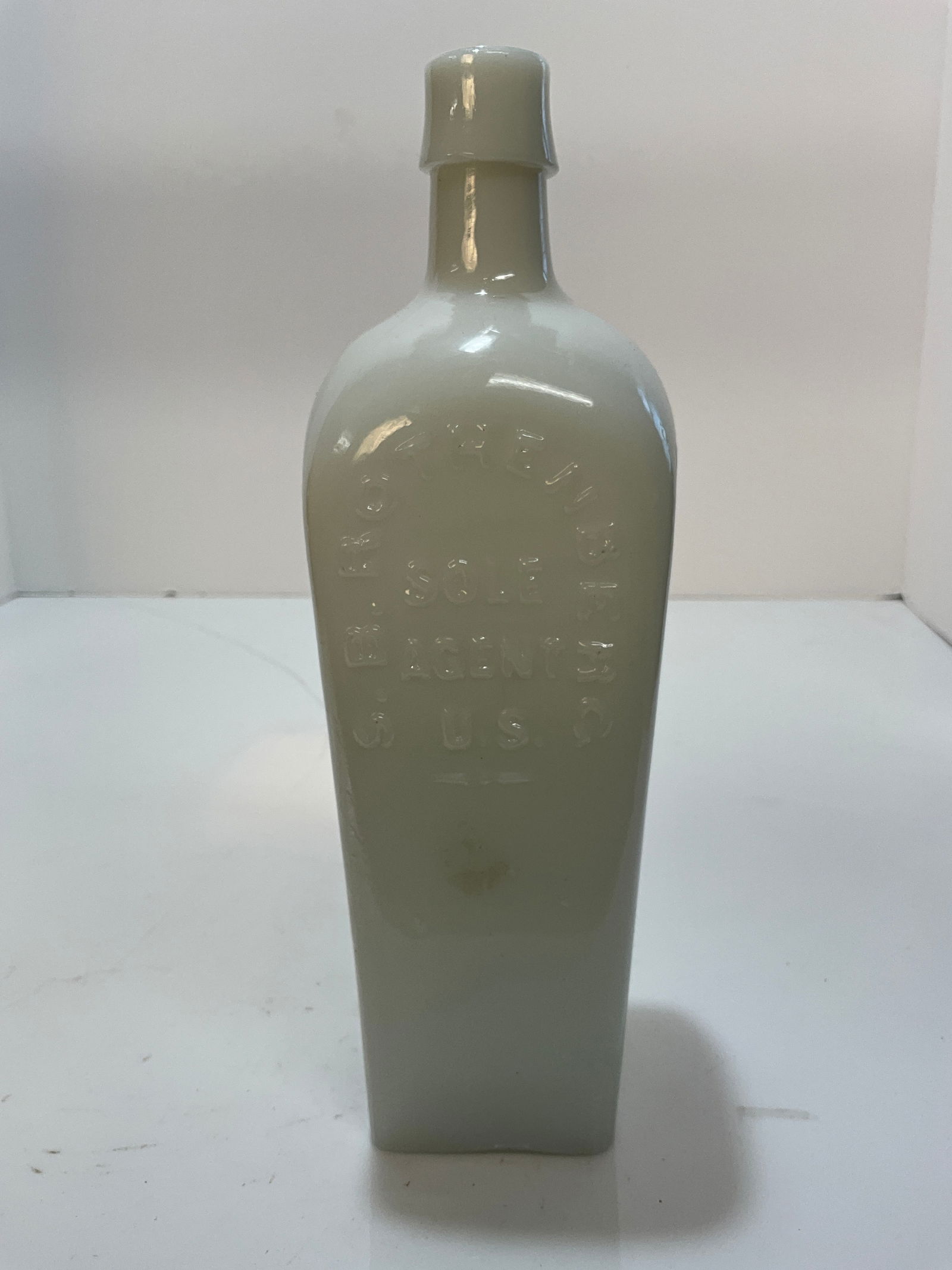 S.B Rothenberg, Sole Agent, White Milkglass Gin Case Bottle, Applied seal on the reverse (1 of 8)