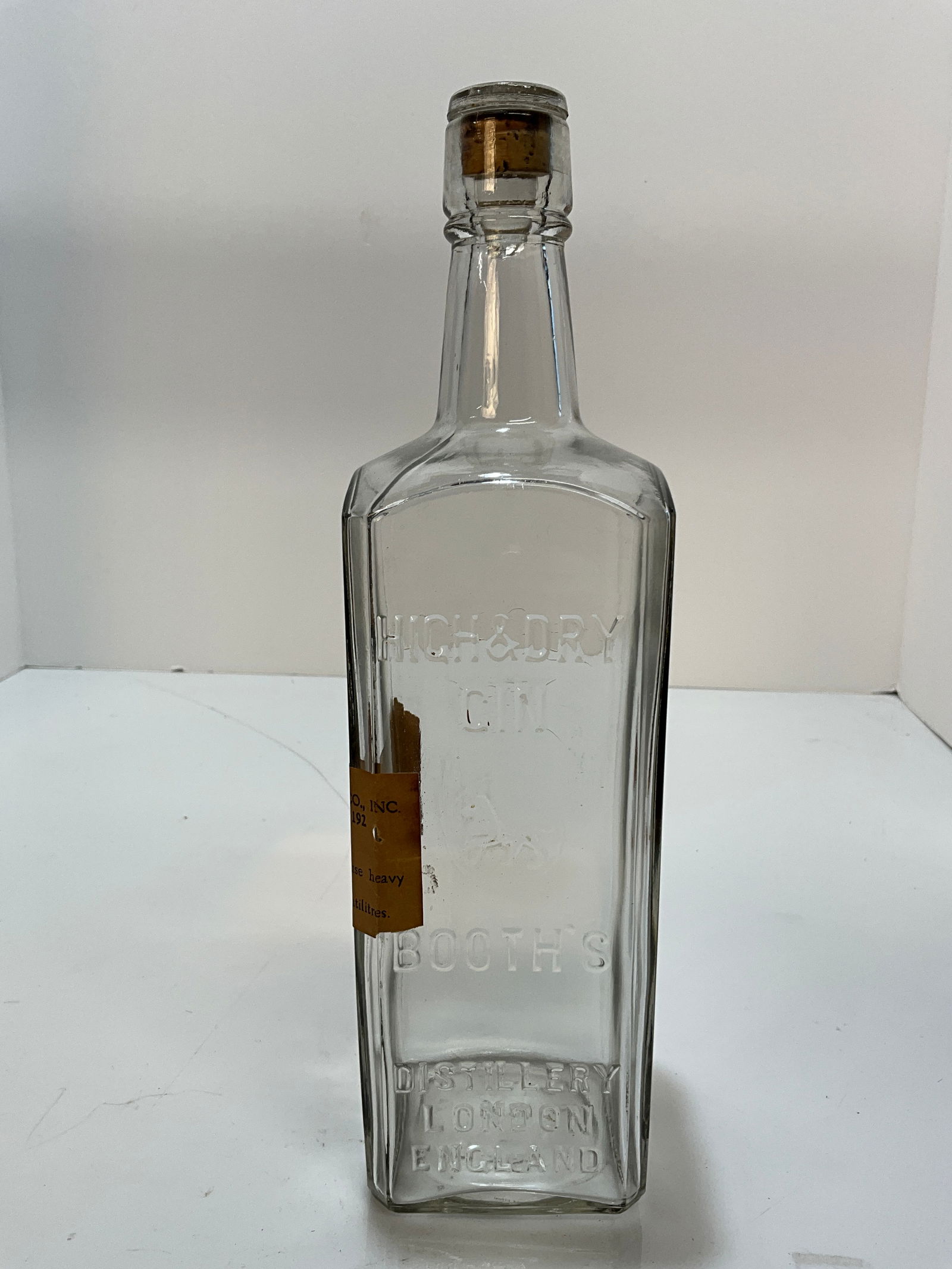 Booth's High & Dry Gin Bottle with Embossed Lion with Import Label, Distillery London England. (1 of 7)