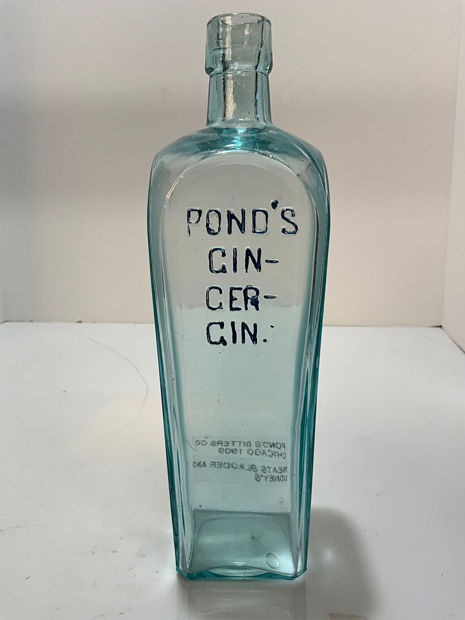 Pond's Gin-,Ger-,Gin. Bottle, Ponds Bitters Co. Chicago 1900's (1 of 7)