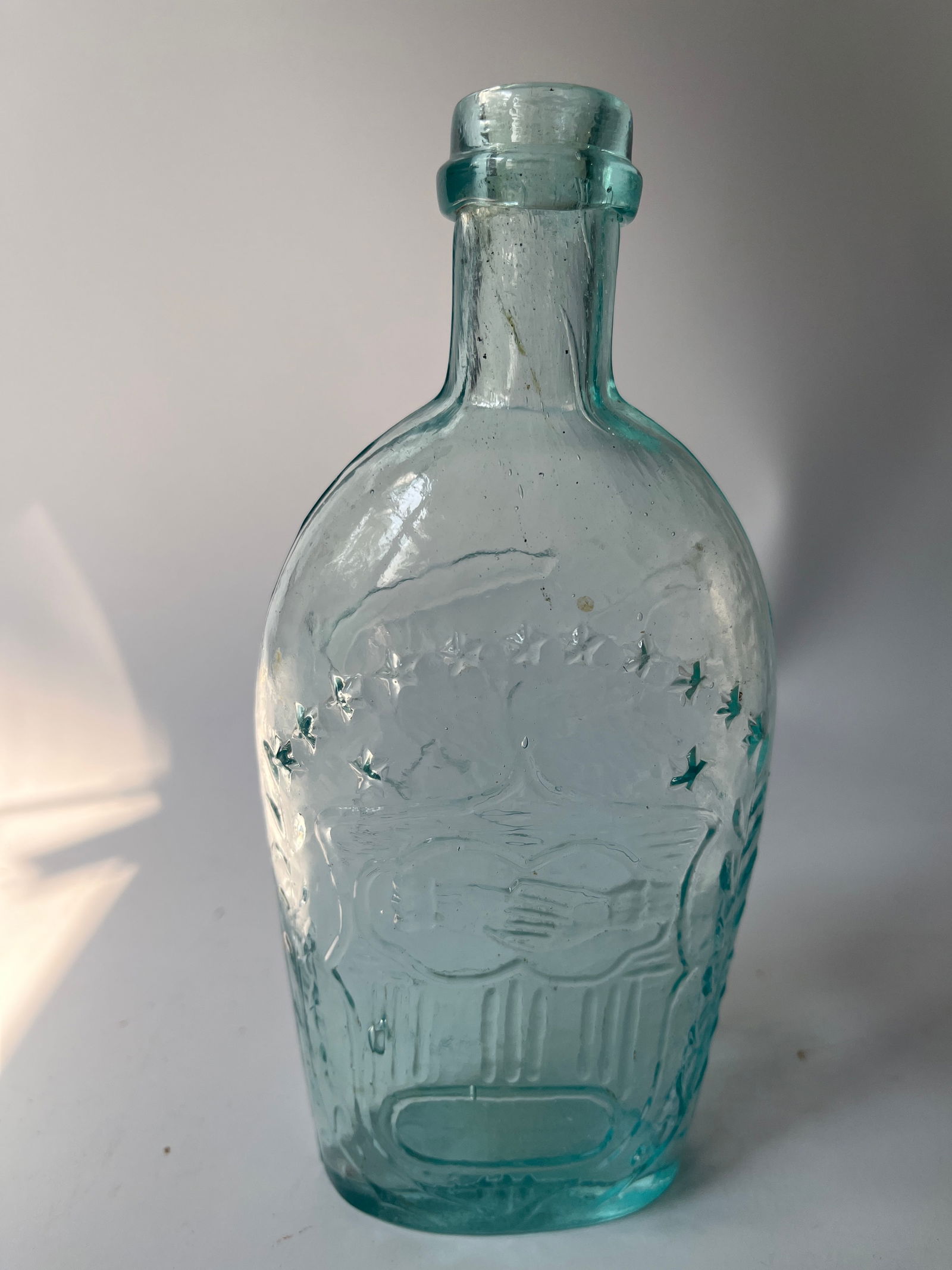 Half Pint Aqua Clasped Hands / Flying Eagle Flask (1 of 4)