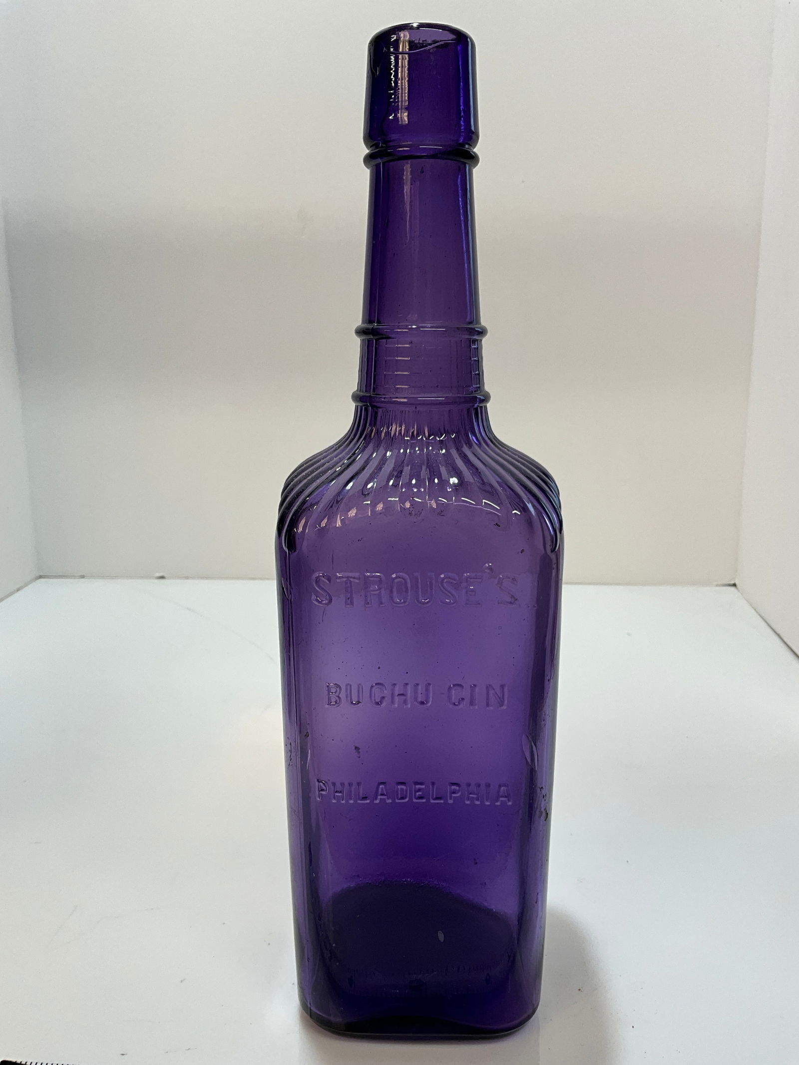 Strouse's Buchu Gin Bottle, 12." Tall. Philadelphia PA. (1 of 5)