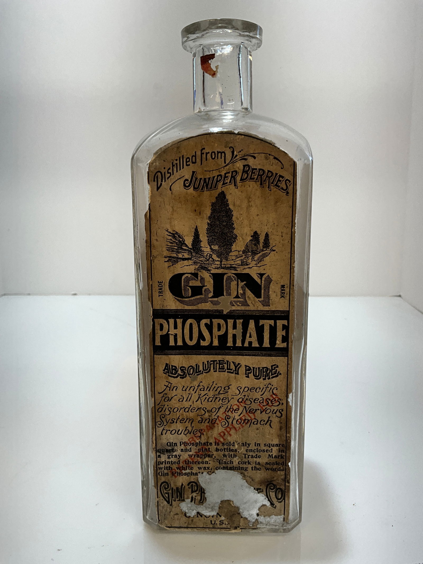 Gin Phosphate Bottle with full labels, A true Hidden Gin, or Gem, Ullman & Co. Cincinnati Ohio: Gin Phosphate Bottle with full labels, A true Hidden Gin, or Gem, Ullman & Co. Cincinnati Ohio. This bottle carries four original labels, a neat and rare Gin from Cincinnati Ohio, and the Ullman Compa