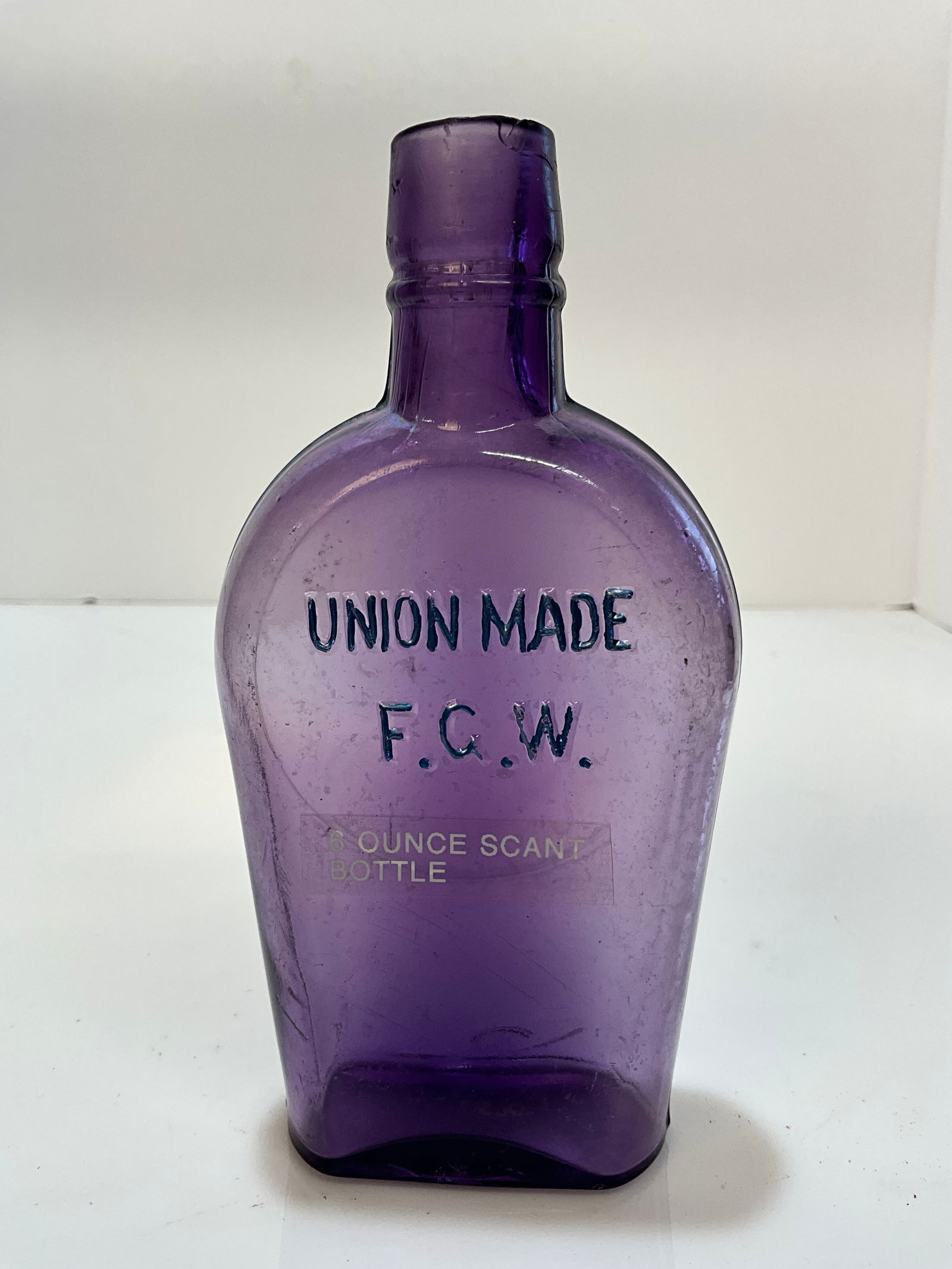 1/2 Pint Flask - Union Made - F.G.W., Purple Colored Bottle (1 of 4)