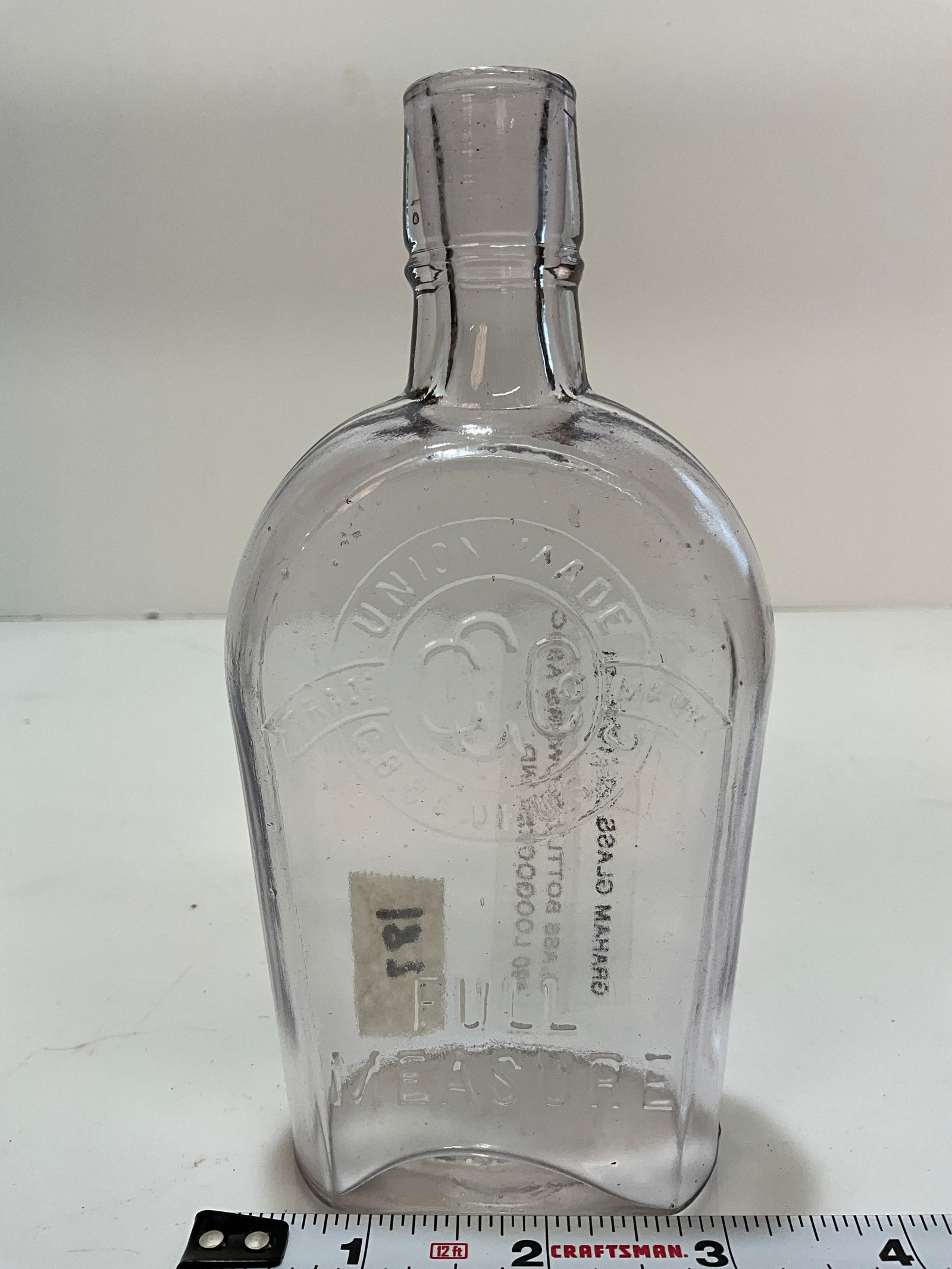 1/2 Pint Graham Glass Co. Flask, "Union Made" embossed on front with Logo (1 of 5)