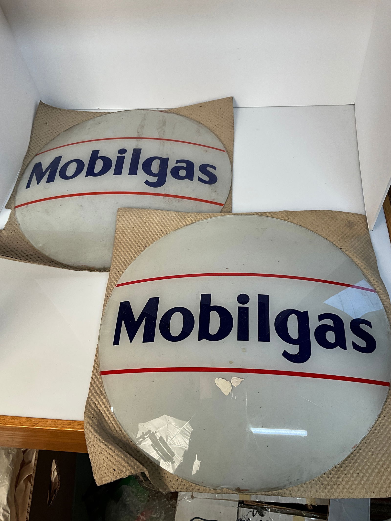 Two- Set of Original Gas Pump Glass Faces - Mobilgas (1 of 7)