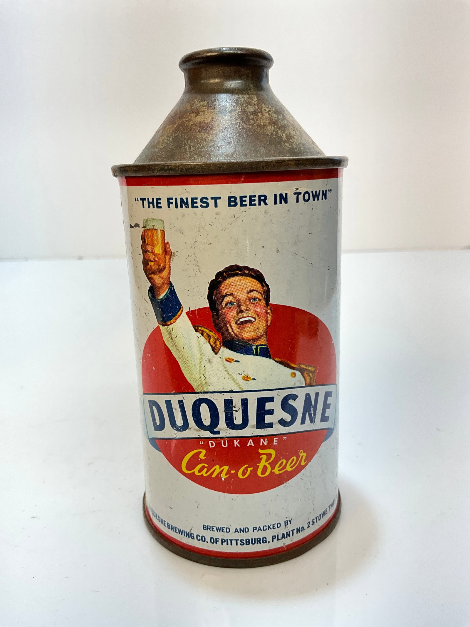 DuQuesne "DuKane" Can-O-Beer, Cone Top Beer Can- Great Shape, Pittsburg PA (1 of 7)