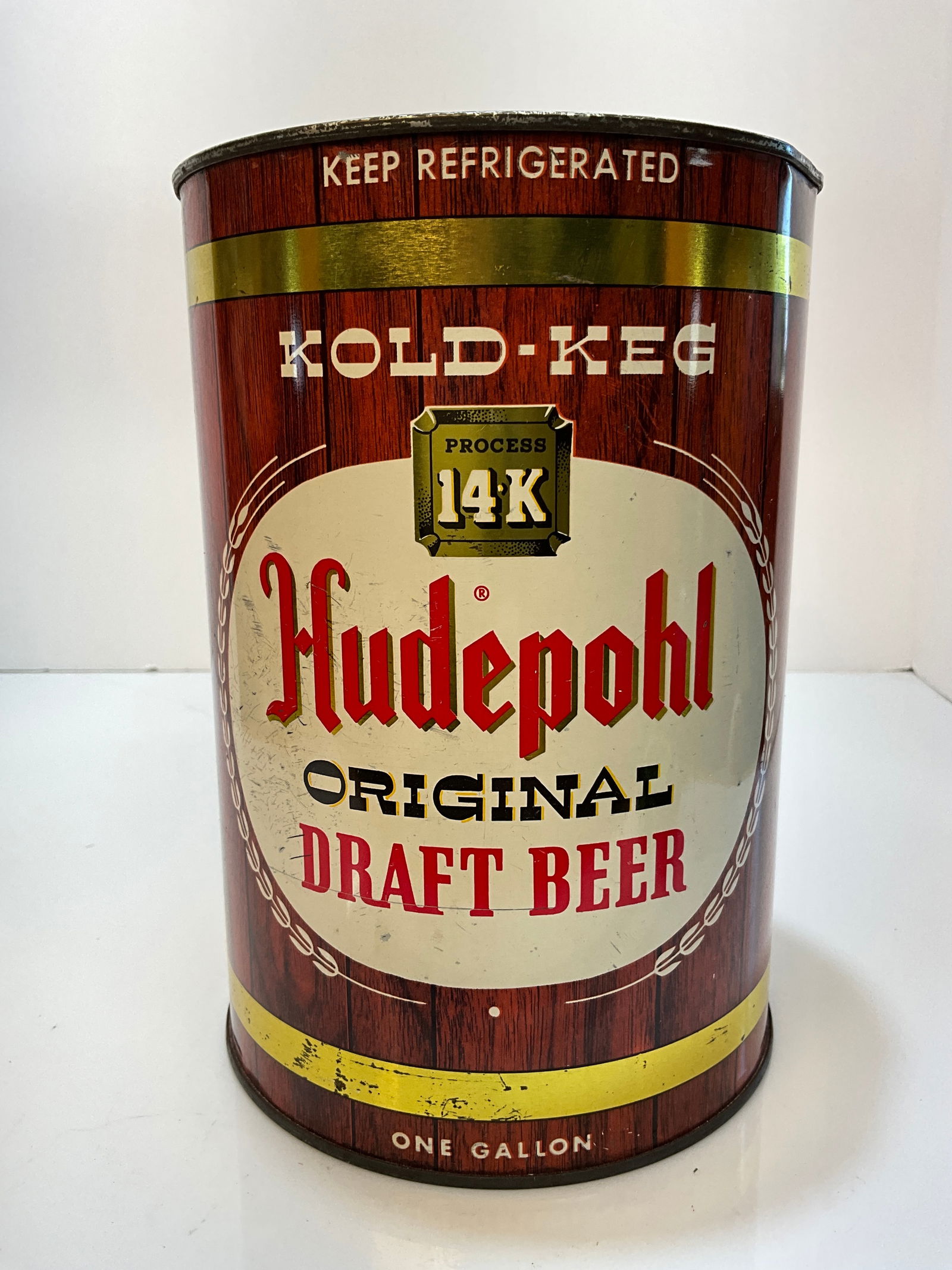 Hudepohl Original Kold-Keg, 1 Gallon Steel Can- 14K Process Beer (1 of 6)