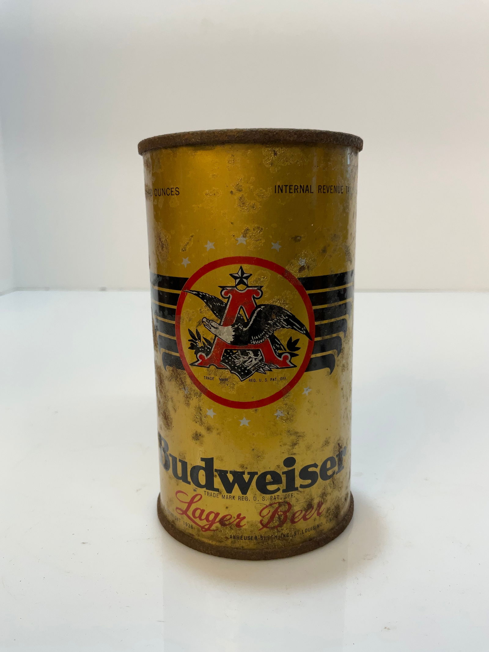 Budweiser Lager Beer Steel Flat Top Beer Can Gold Color (1 of 7)
