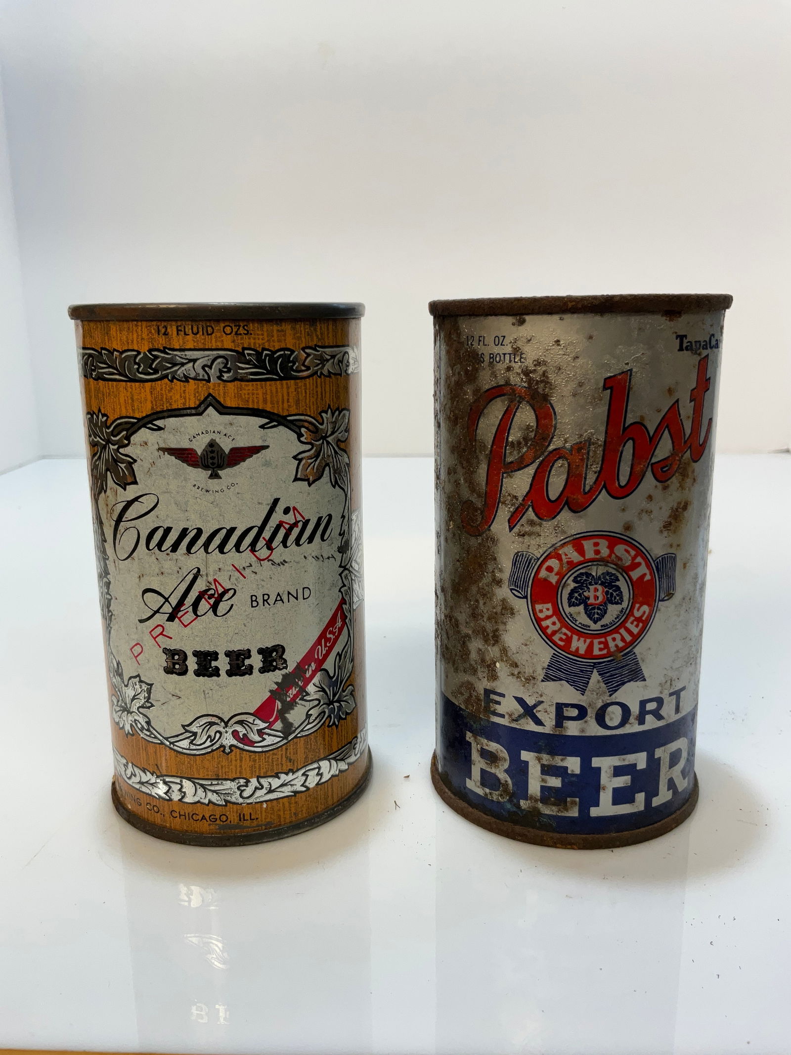 2 Steel Flat Top Cans - Pabst Export Beer and Canadians Ace Beer Cans (1 of 7)