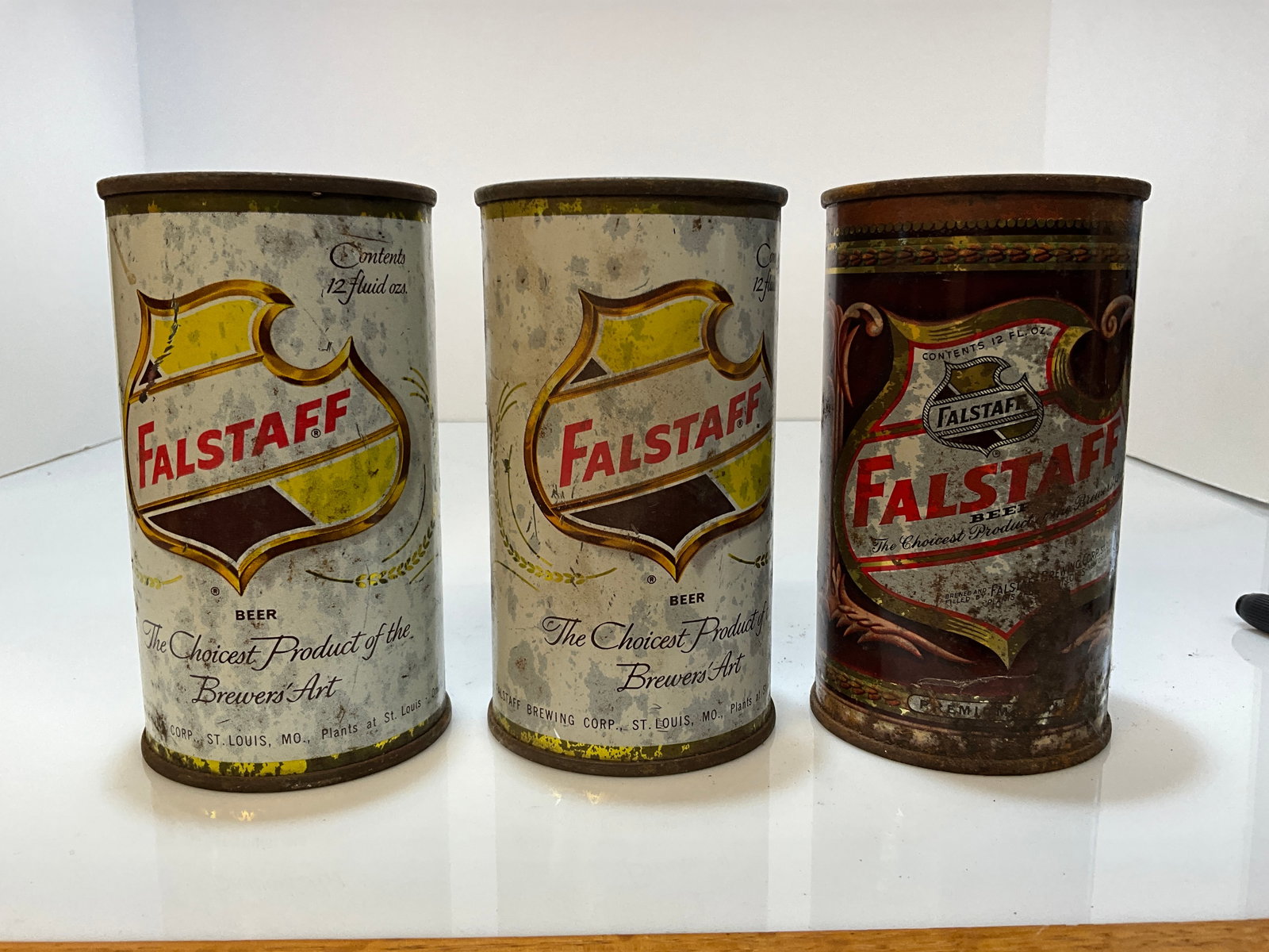 Three Falstaff Steel Flat top Beer Cans in varying condition (1 of 6)