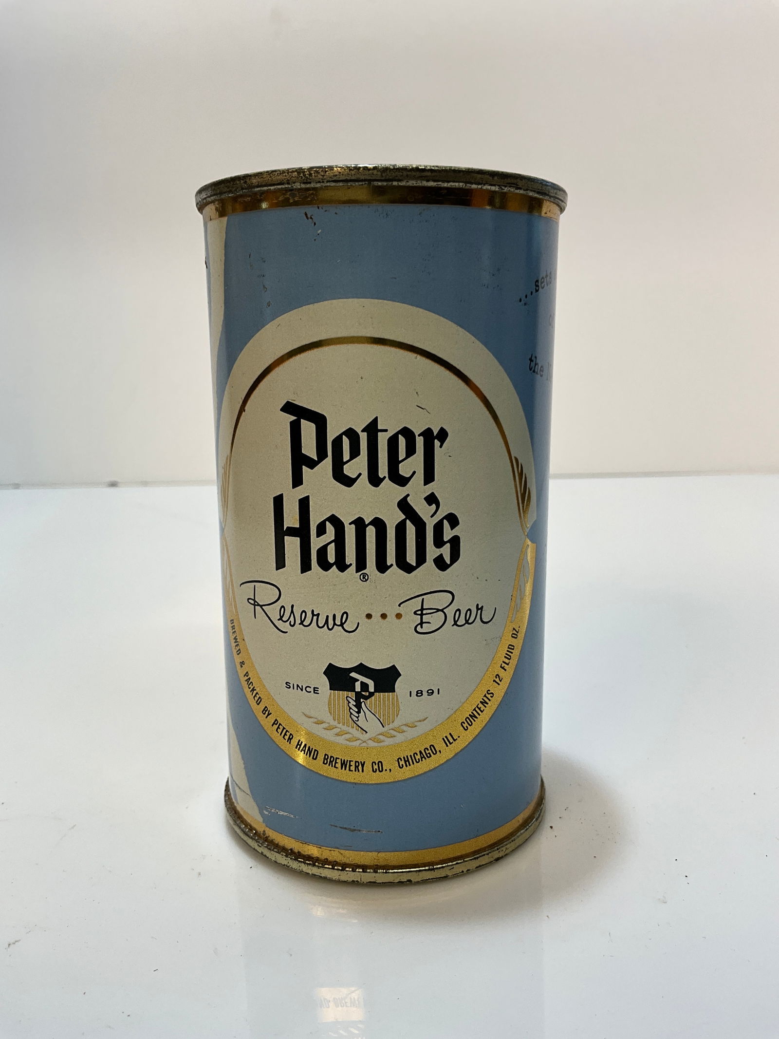Peter Hand's Reserve Beer, Blue Can, Steel Can Flat Top Beer Can - Bank Top (1 of 7)