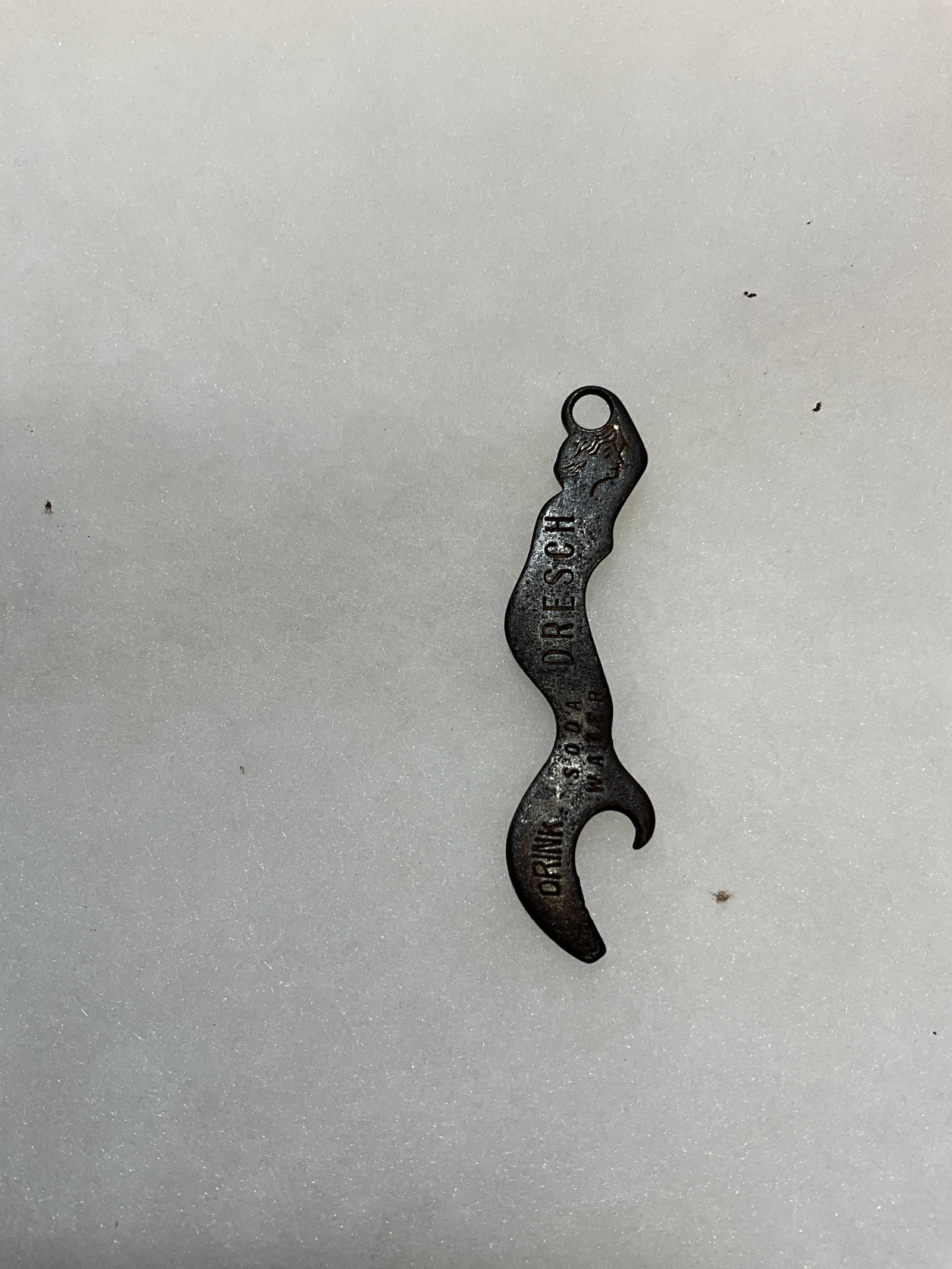 Early Mermaid Pop Bottle Opener "Drink Dresch Soda Water", Springfield Illinois: Early Mermaid Pop Bottle Opener "Drink Dresch Soda Water", Springfield Illinois. Any early soda pop openers are exceedingly hard to find. This is a rare local piece to Springfield Illinois and will be