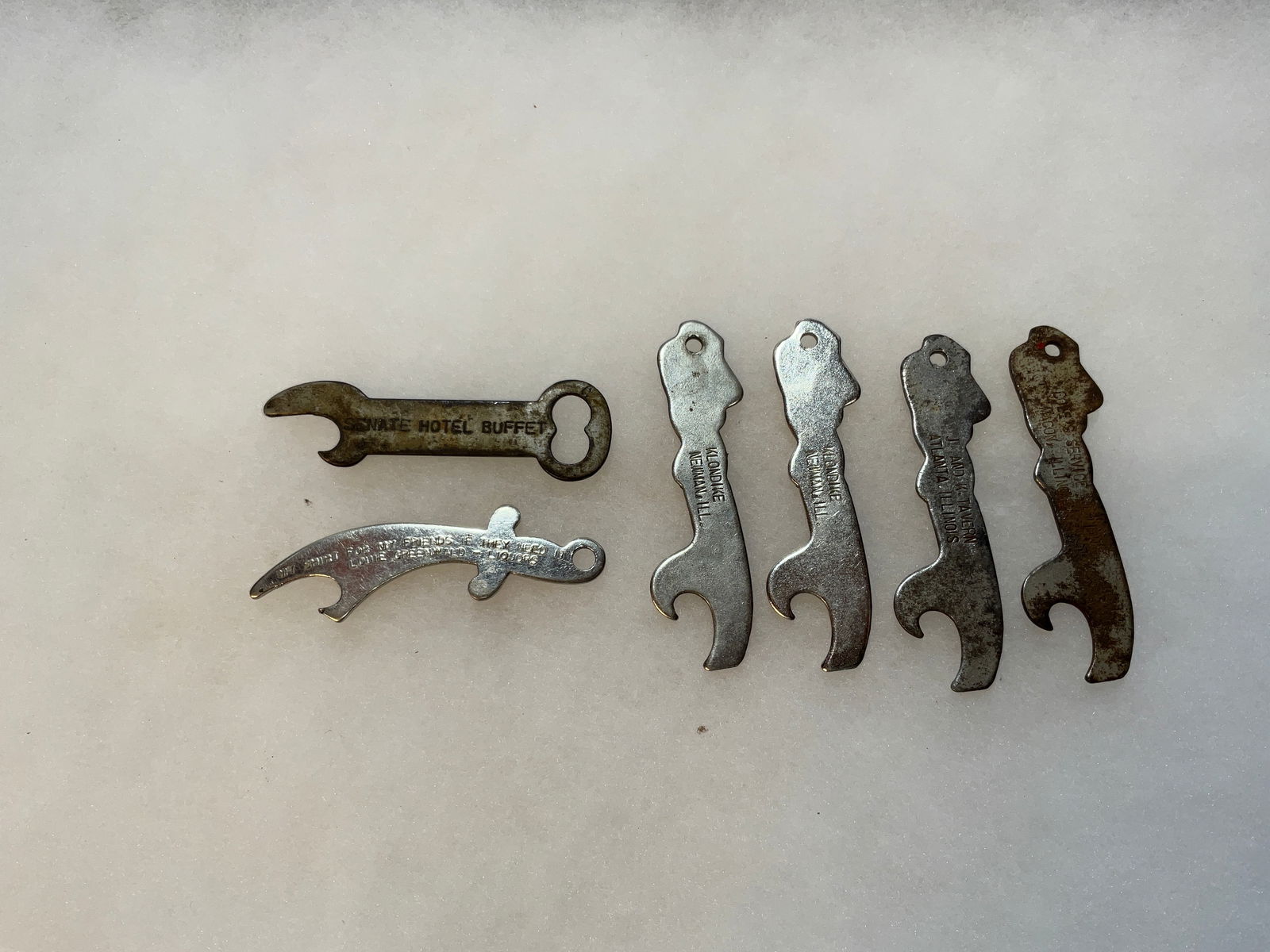 Six Early Advertising Soda Pop or Beer Openers from Illinois (1 of 6)