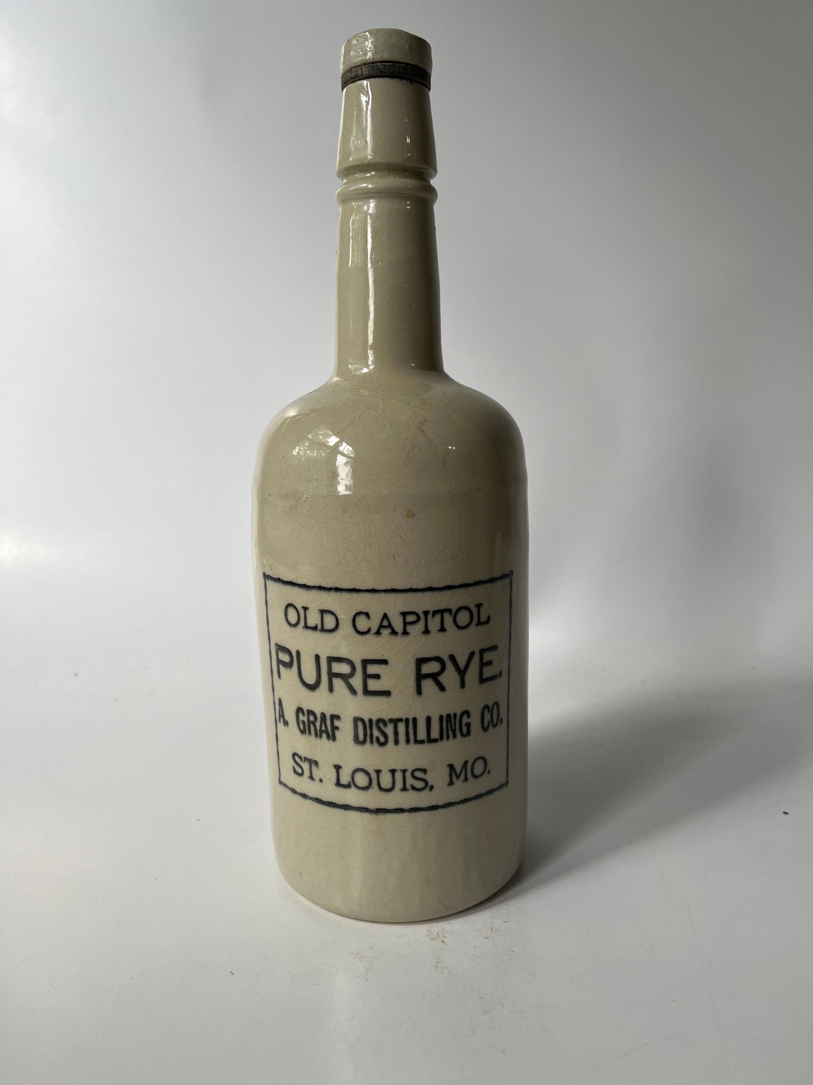 Old Capitol Pure Rye A. Graf Distilling Co. St. Louis, Mo stoneware whiskey. (1 of 4)