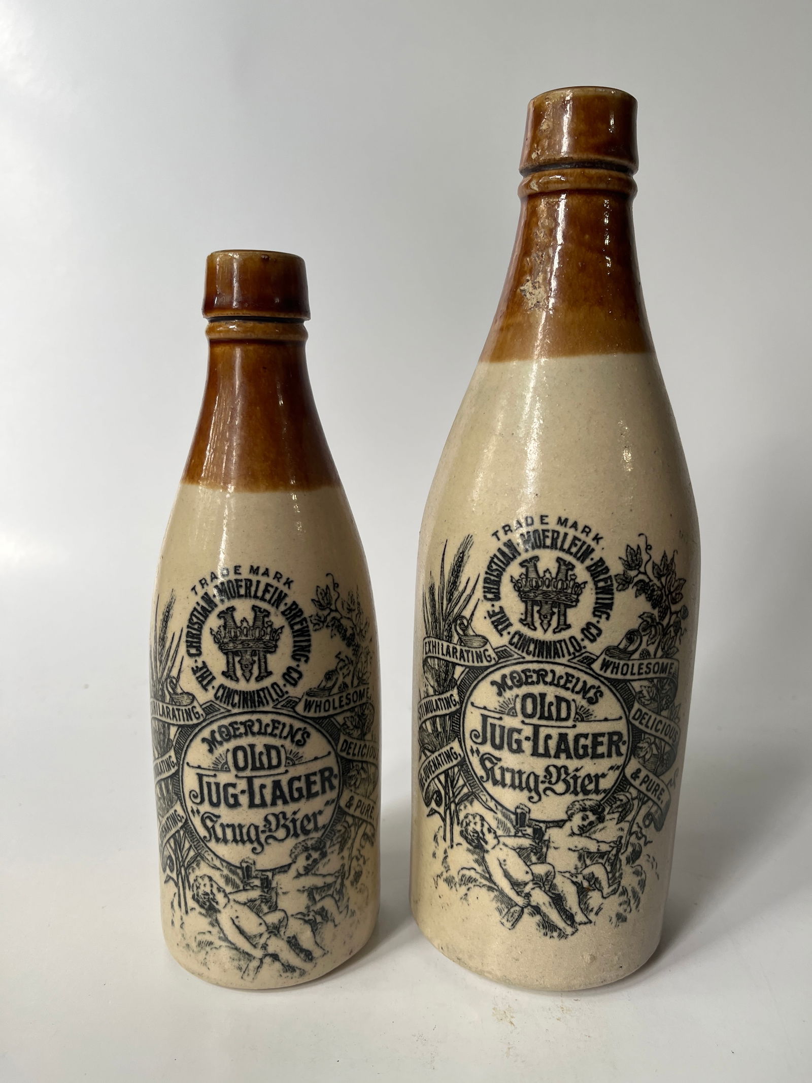 Lot of 2 Moerleins stoneware beer bottles. (1 of 4)